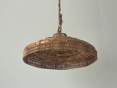 Große Naturel-Hängelampe aus Korbweide-Bamboo, 1960er Jahre, Deutschland