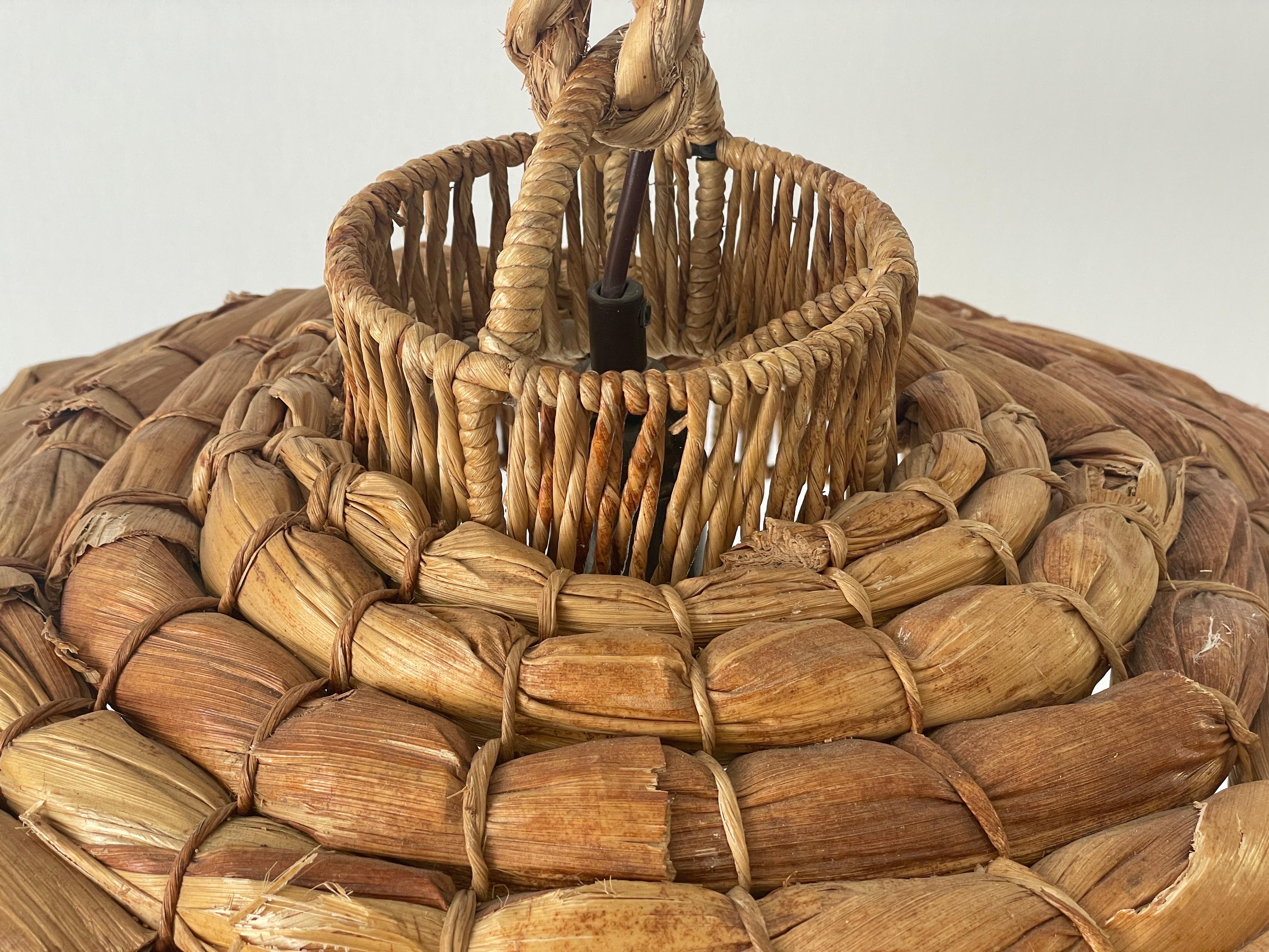 Wicker-Bamboo Large Naturel Pendant Lamp, 1960s, Germany For Sale 2