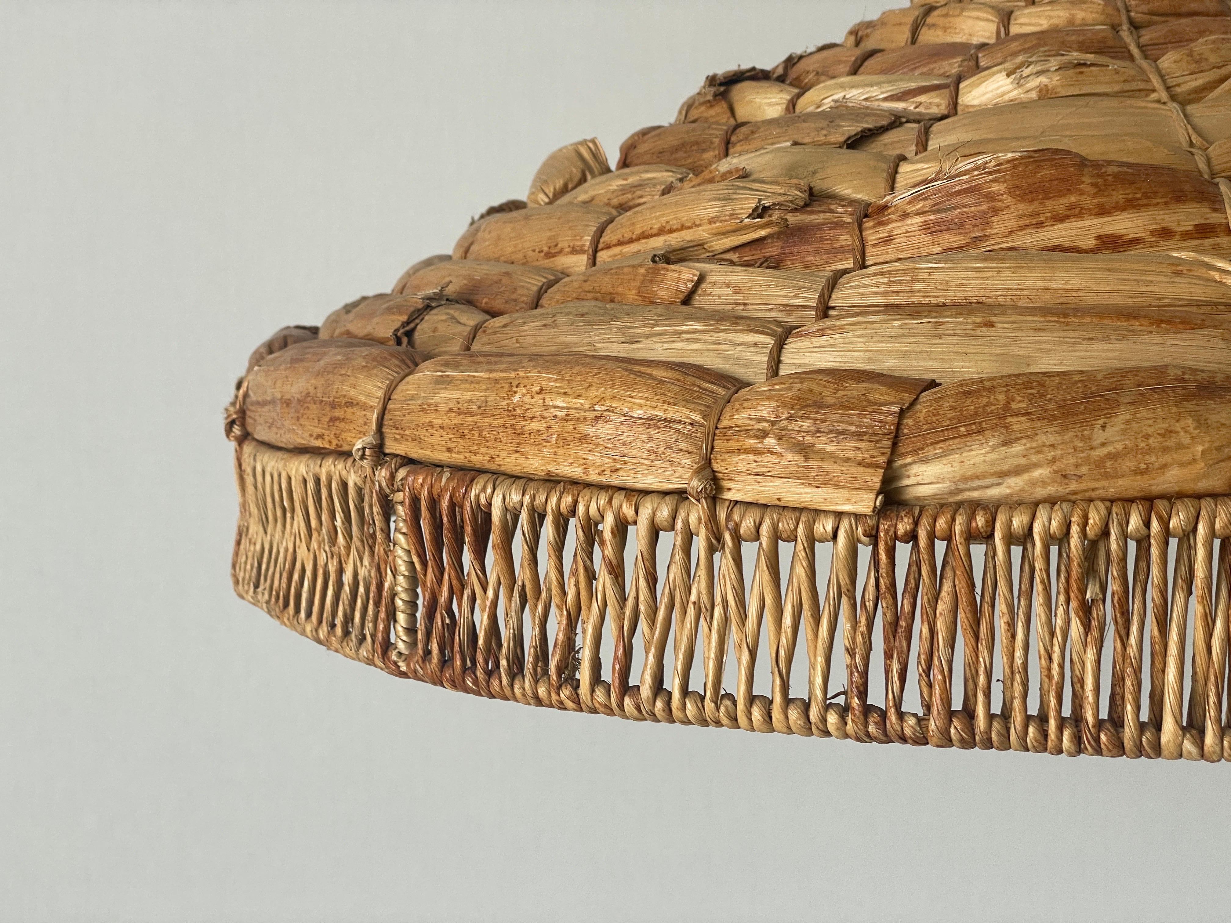 Wicker-Bamboo Large Naturel Pendant Lamp, 1960s, Germany For Sale 3