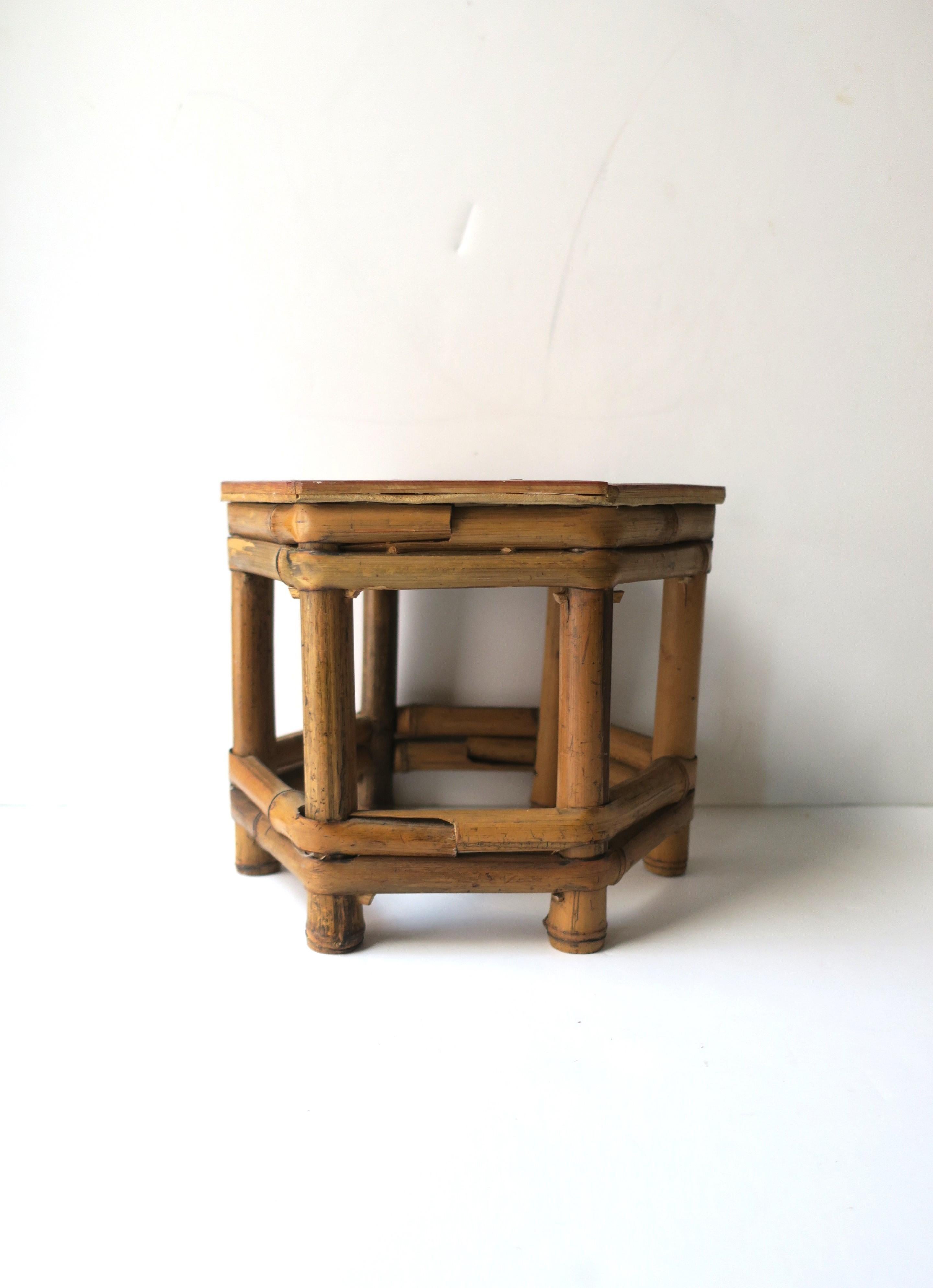 Wicker Bamboo Pedestal Plant Stand Mini Low 1