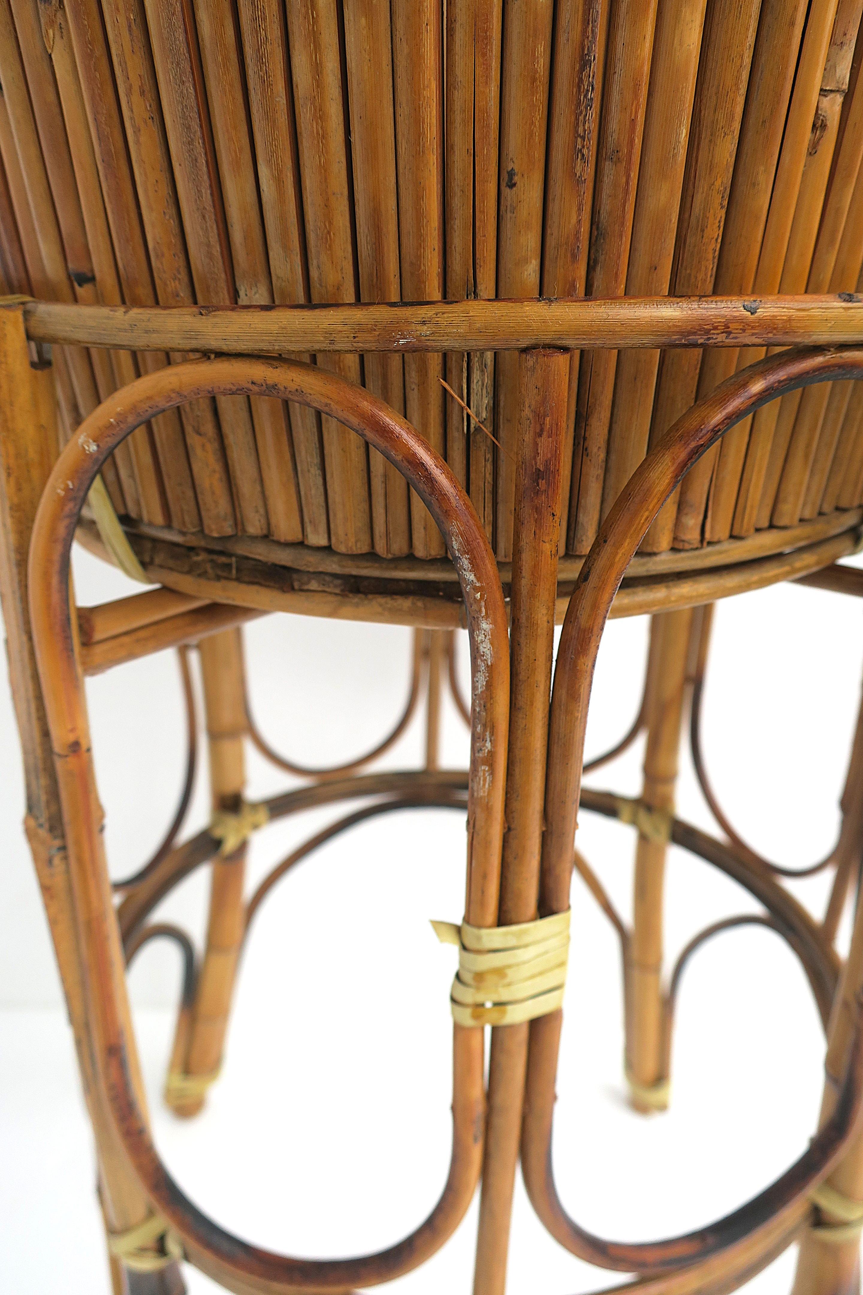 Wicker Bamboo Plant Stand Holder Cachepot For Sale 6