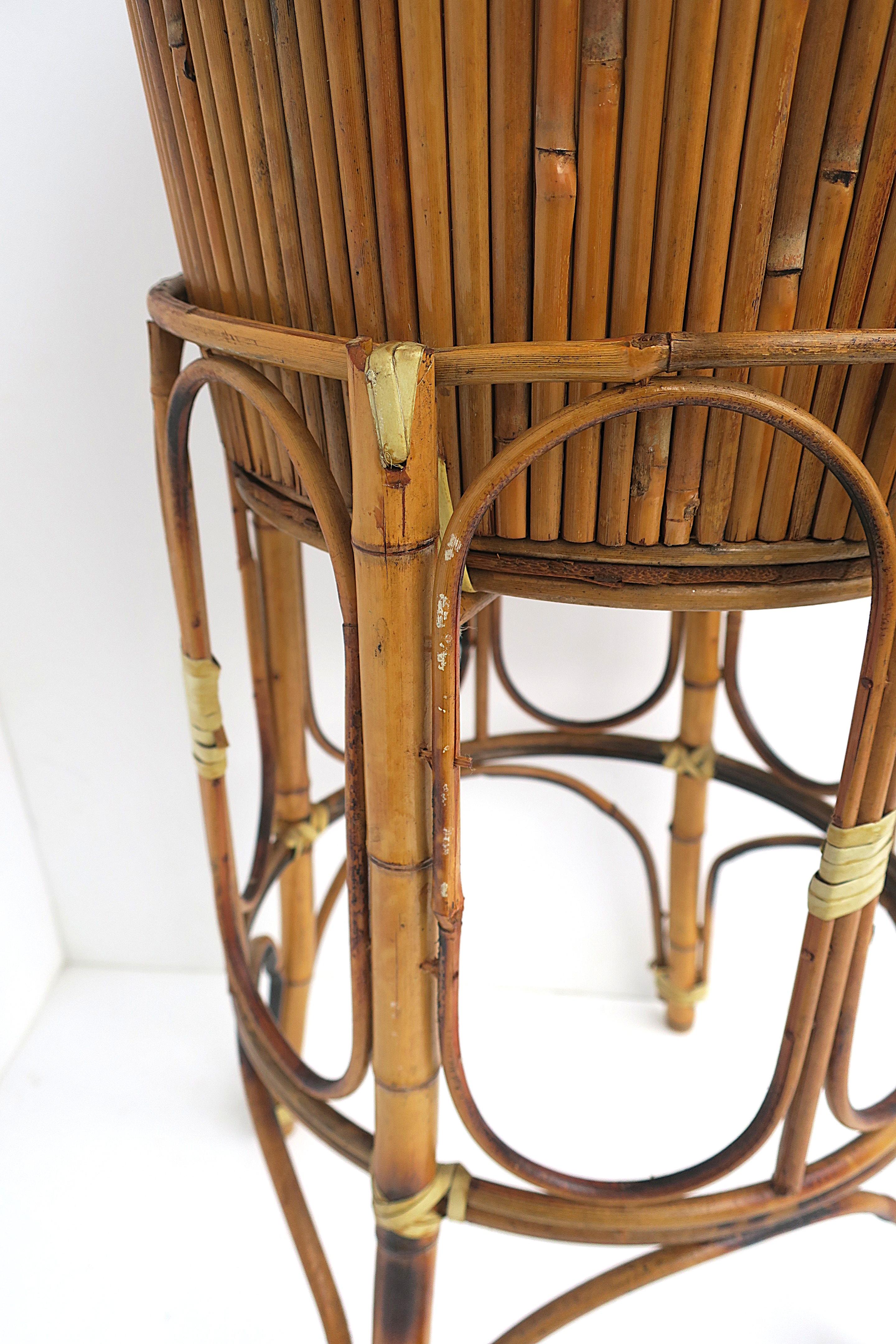 Wicker Bamboo Plant Stand Holder Cachepot For Sale 8