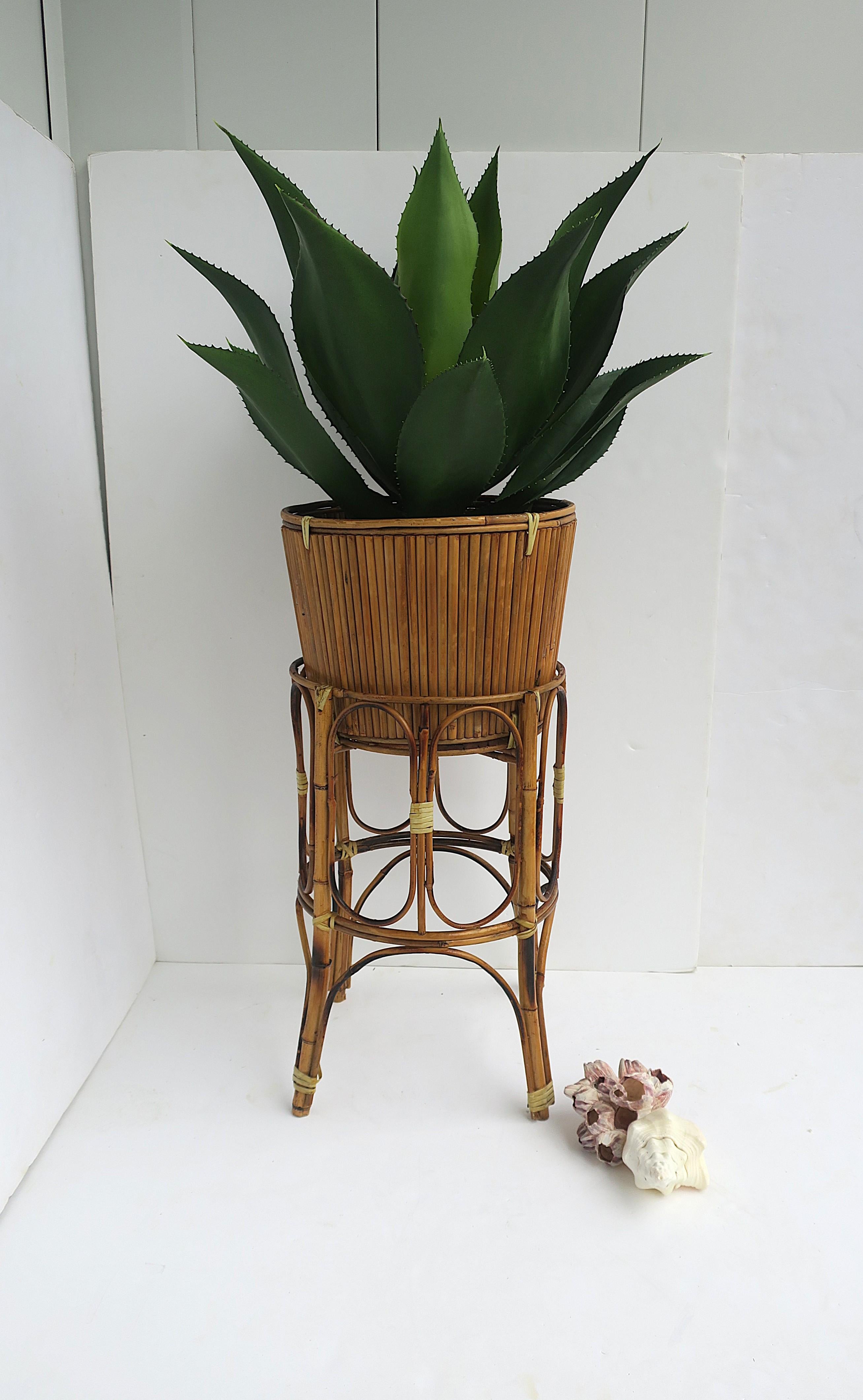 Wicker Bamboo Plant Stand Holder Cachepot For Sale 2