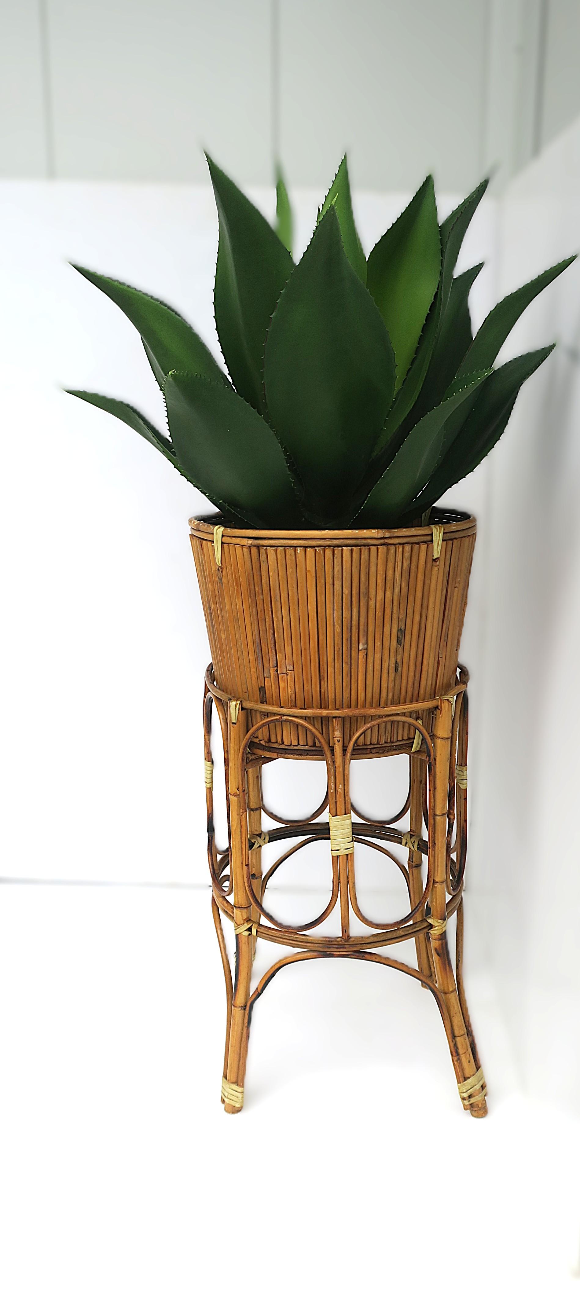 Wicker Bamboo Plant Stand Holder Cachepot For Sale 4