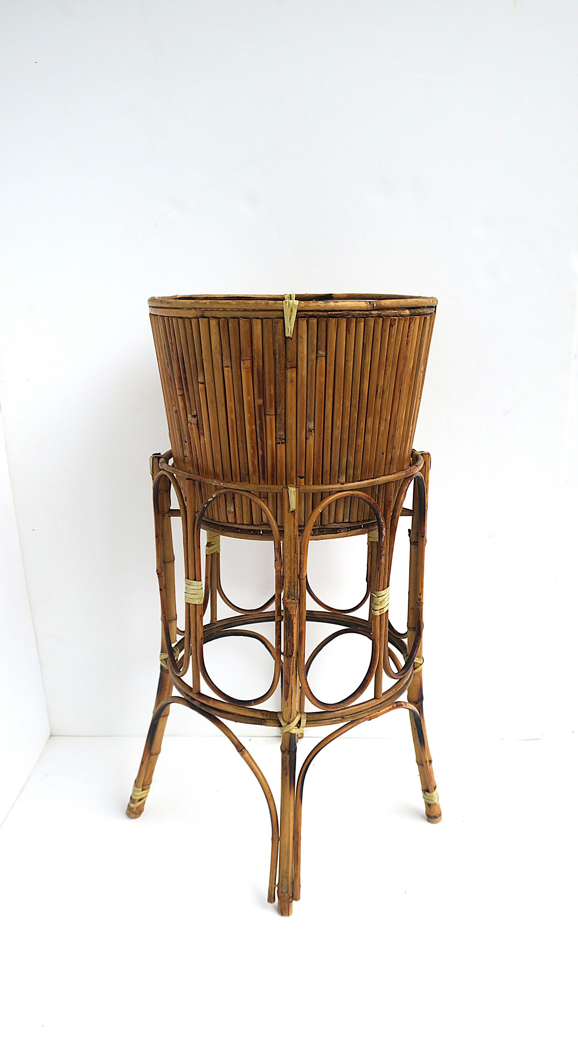 Wicker Bamboo Plant Stand Holder Cachepot For Sale 5