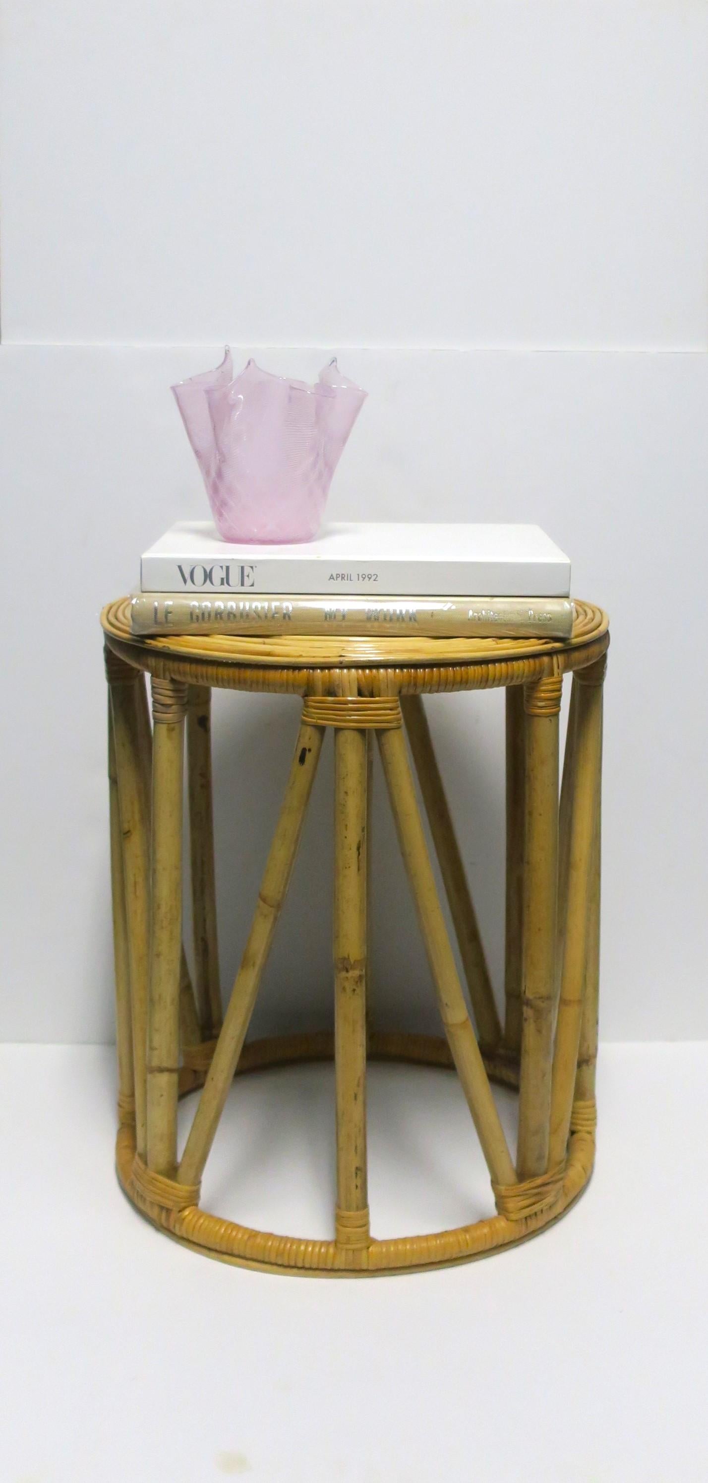 Wicker Bamboo Side Drinks Table or Stool 5