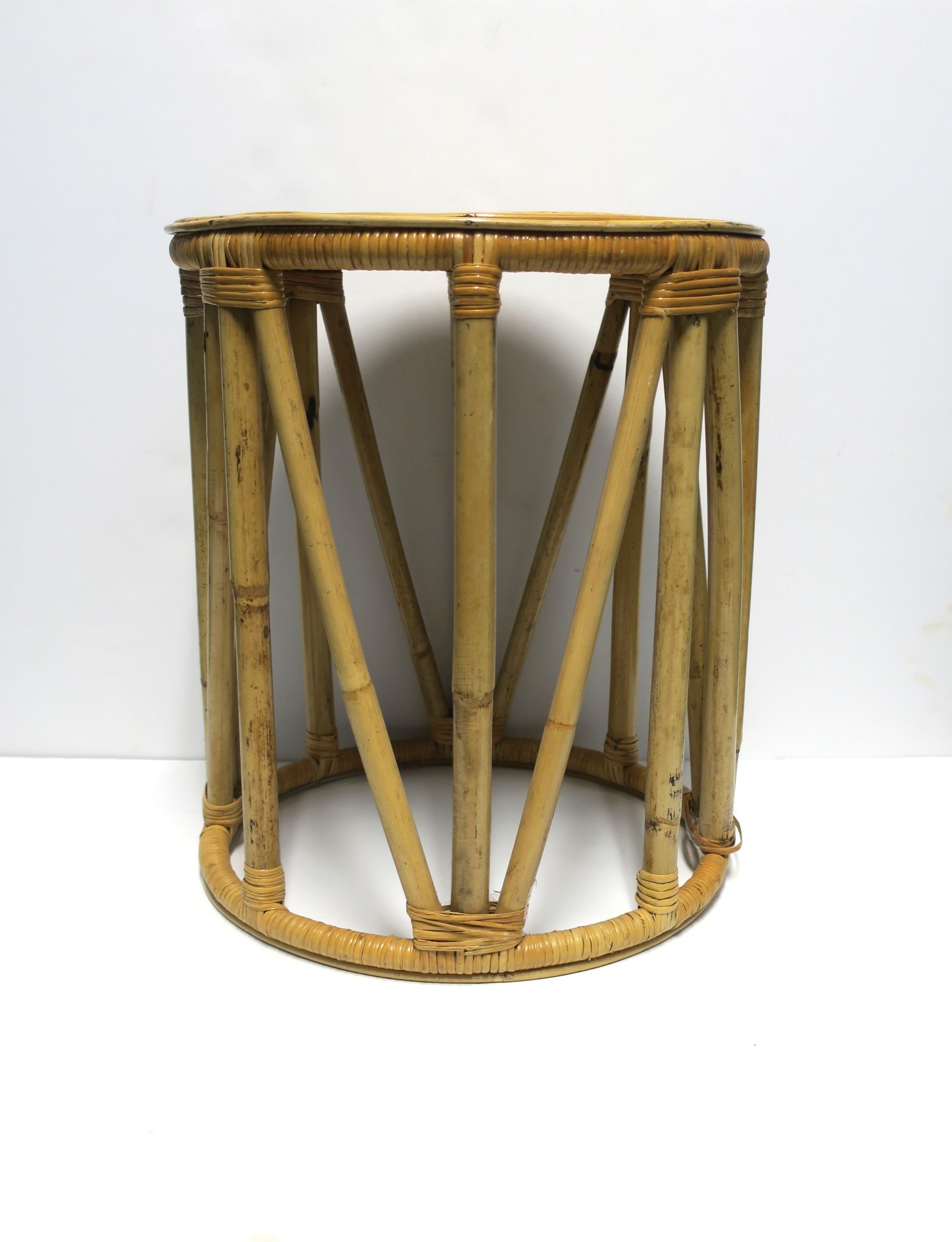 Wicker Bamboo Side Drinks Table or Stool 7