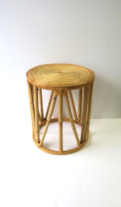 Wicker Bamboo Side Drinks Table or Stool