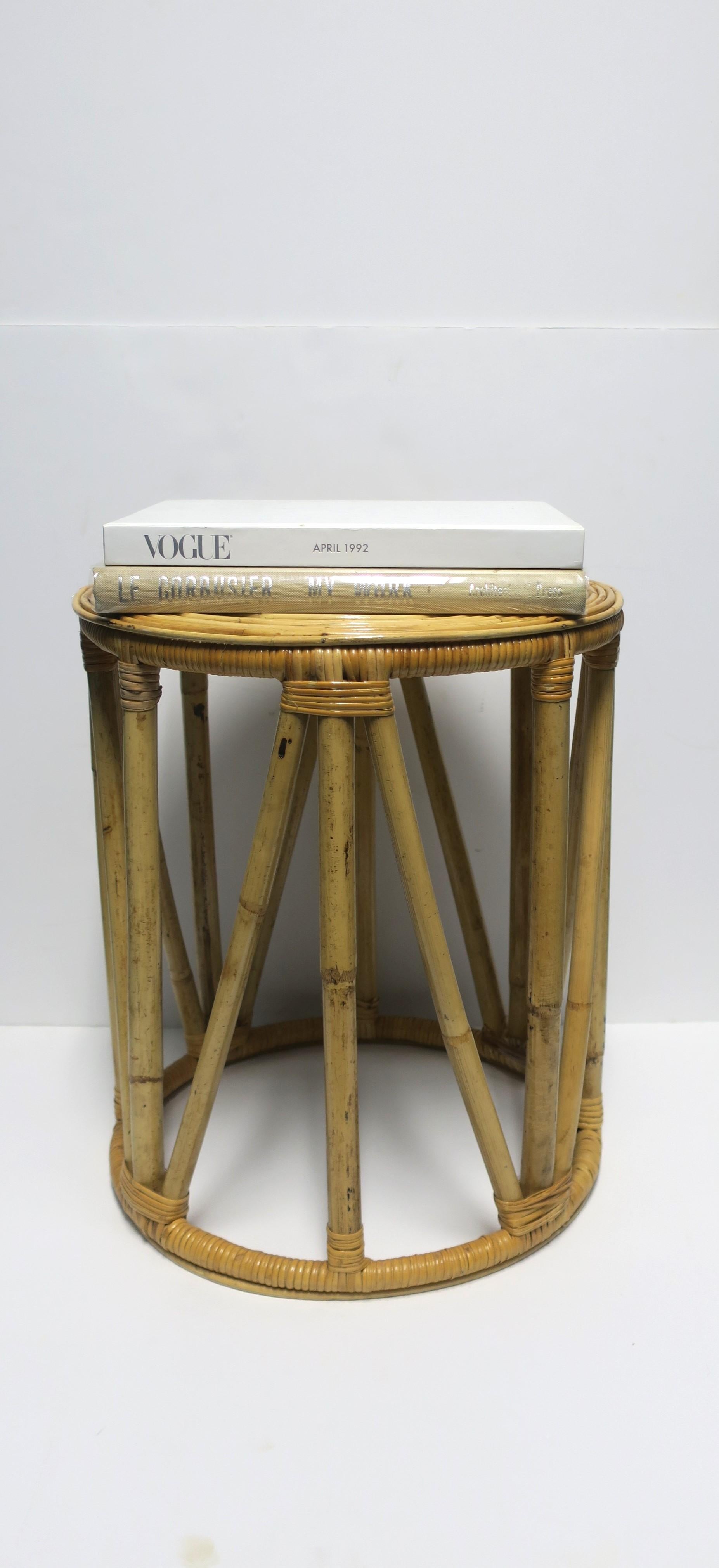 Wicker Bamboo Side Drinks Table or Stool 4