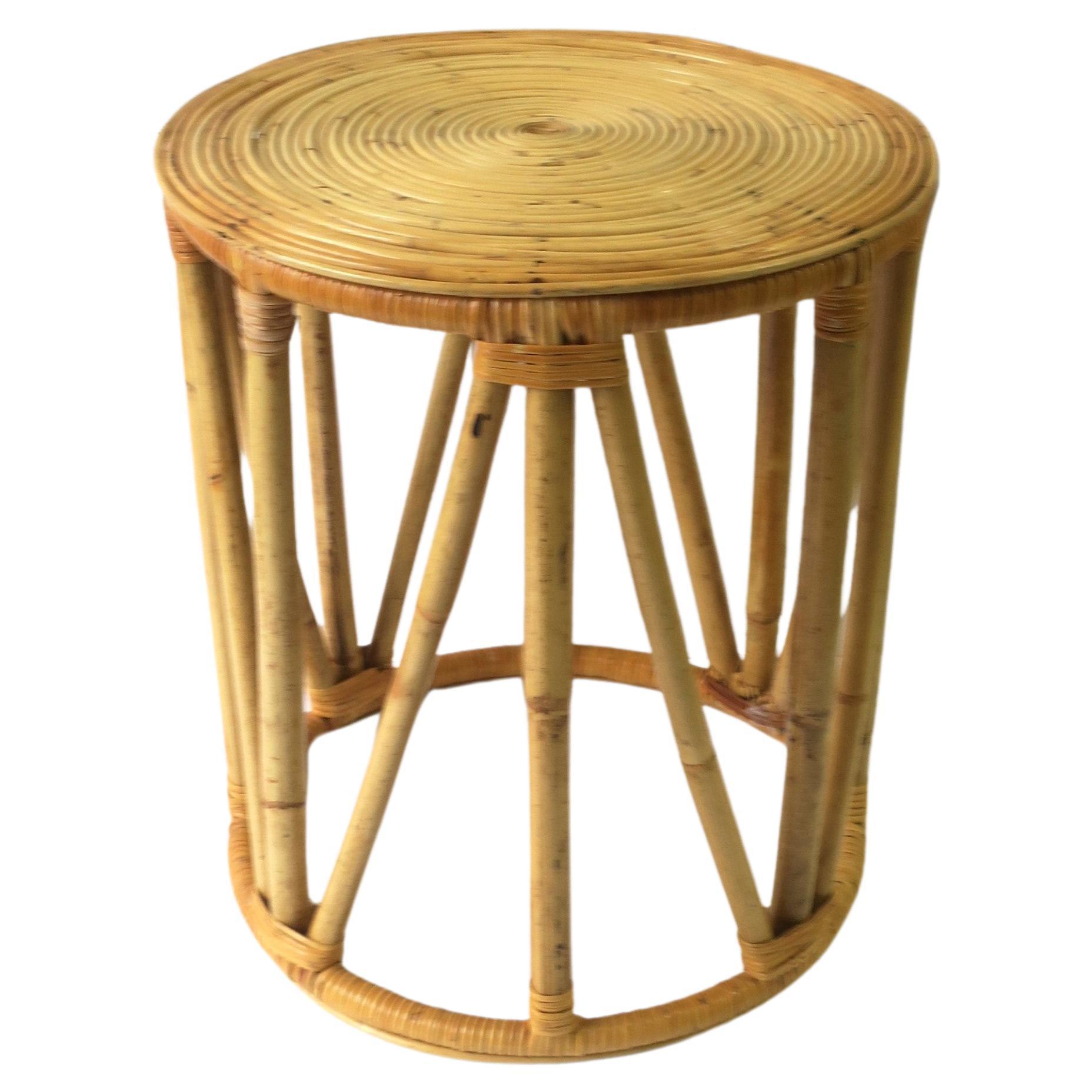 Wicker Bamboo Side Drinks Table or Stool