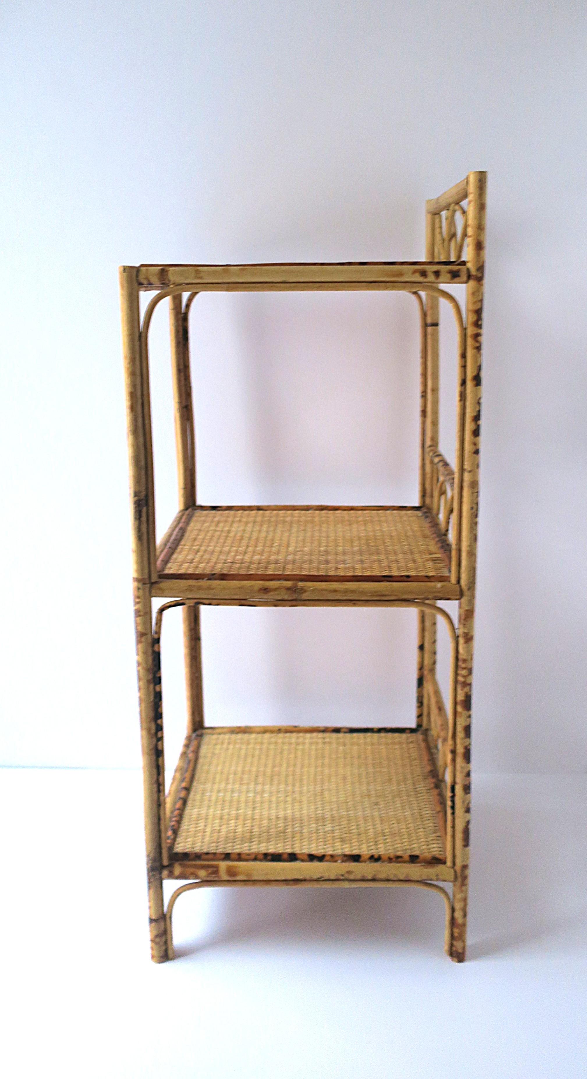 Wicker Bamboo Storage Shelves Étagère For Sale 6