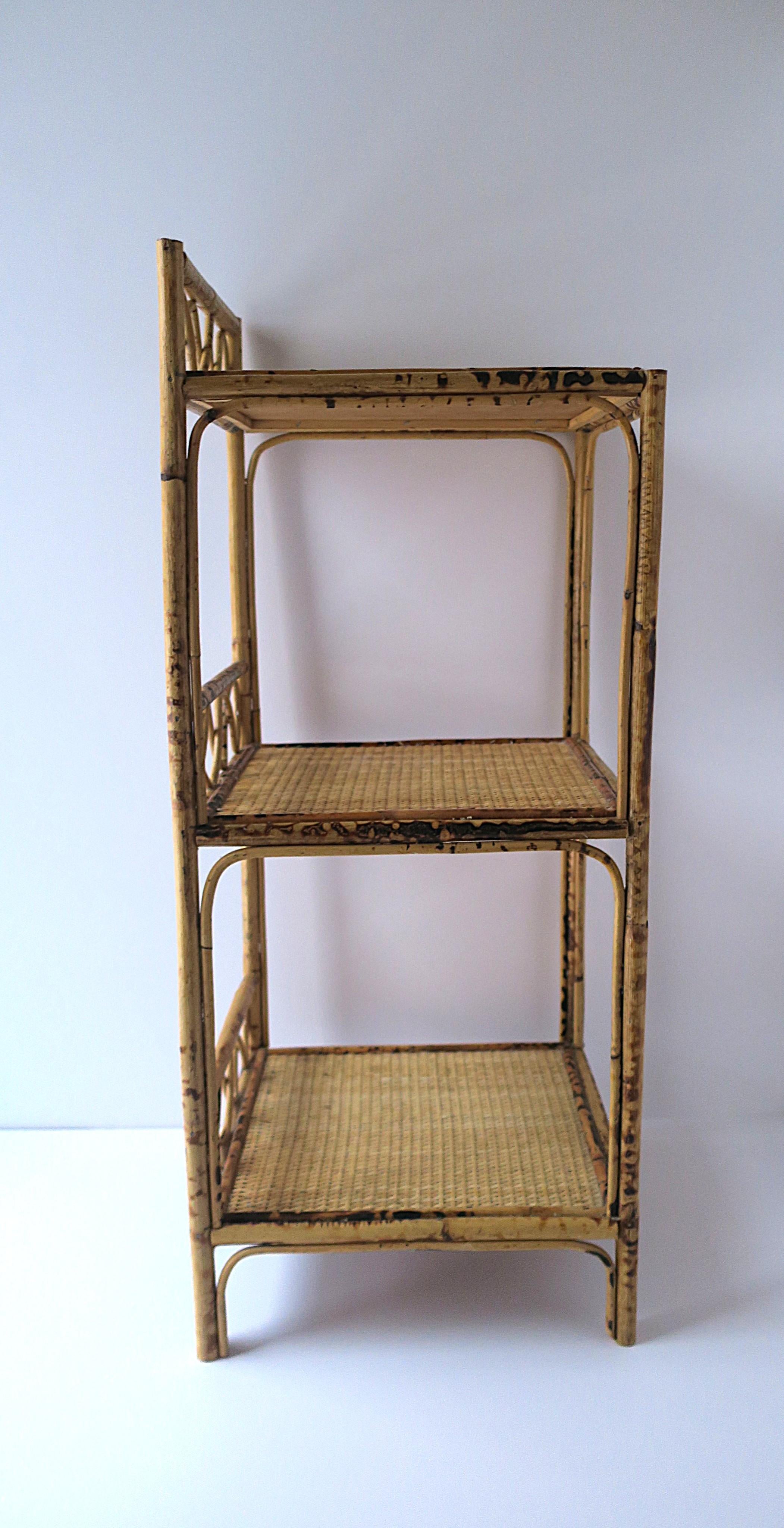 Wicker Bamboo Storage Shelves Étagère For Sale 8