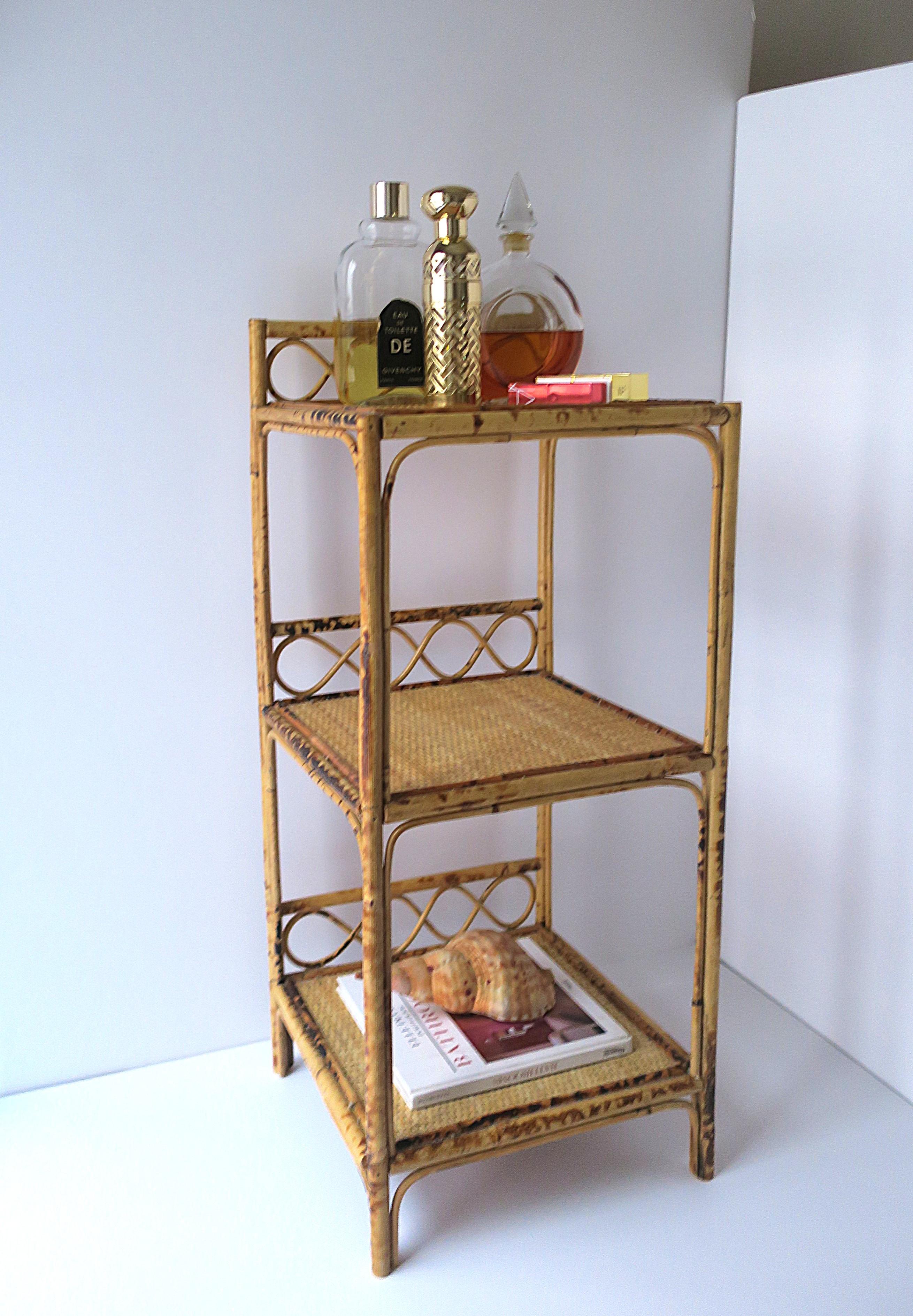 Wicker Bamboo Storage Shelves Étagère For Sale 1