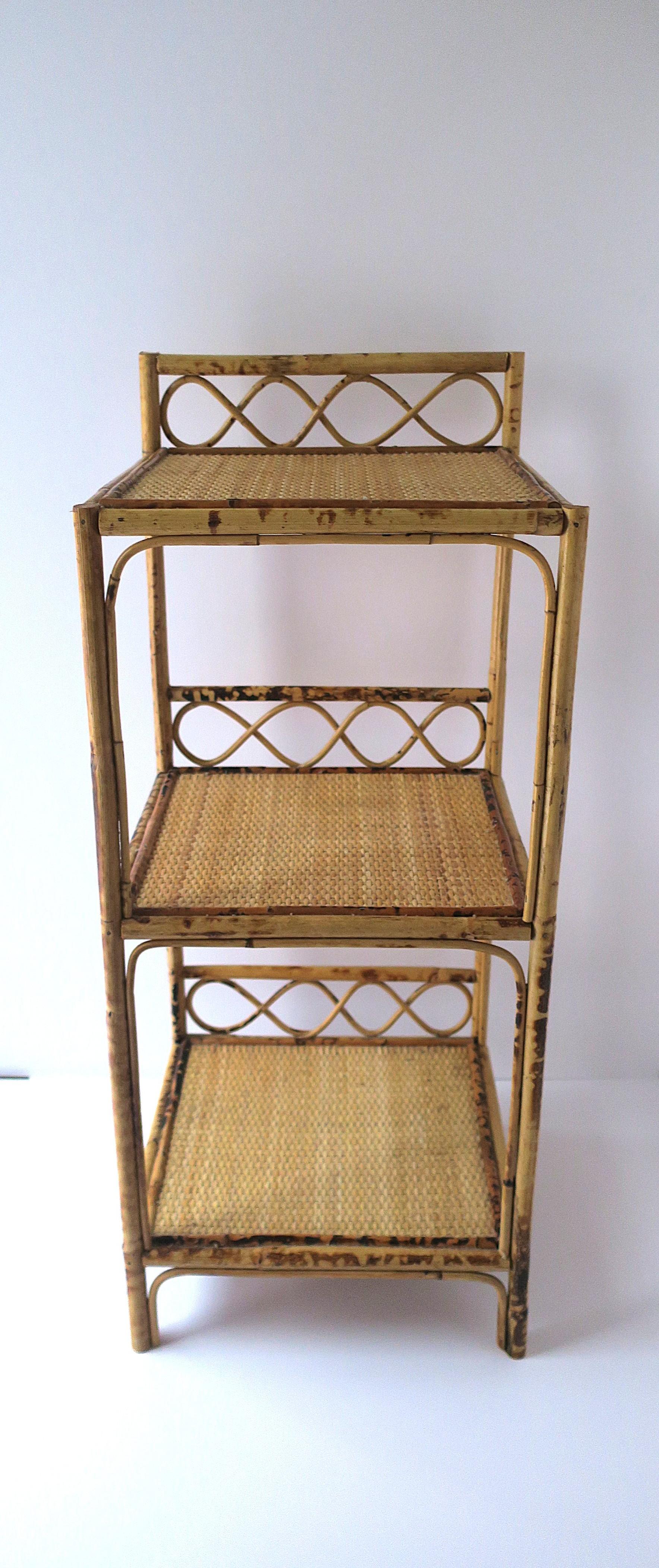 Wicker Bamboo Storage Shelves Étagère For Sale 4