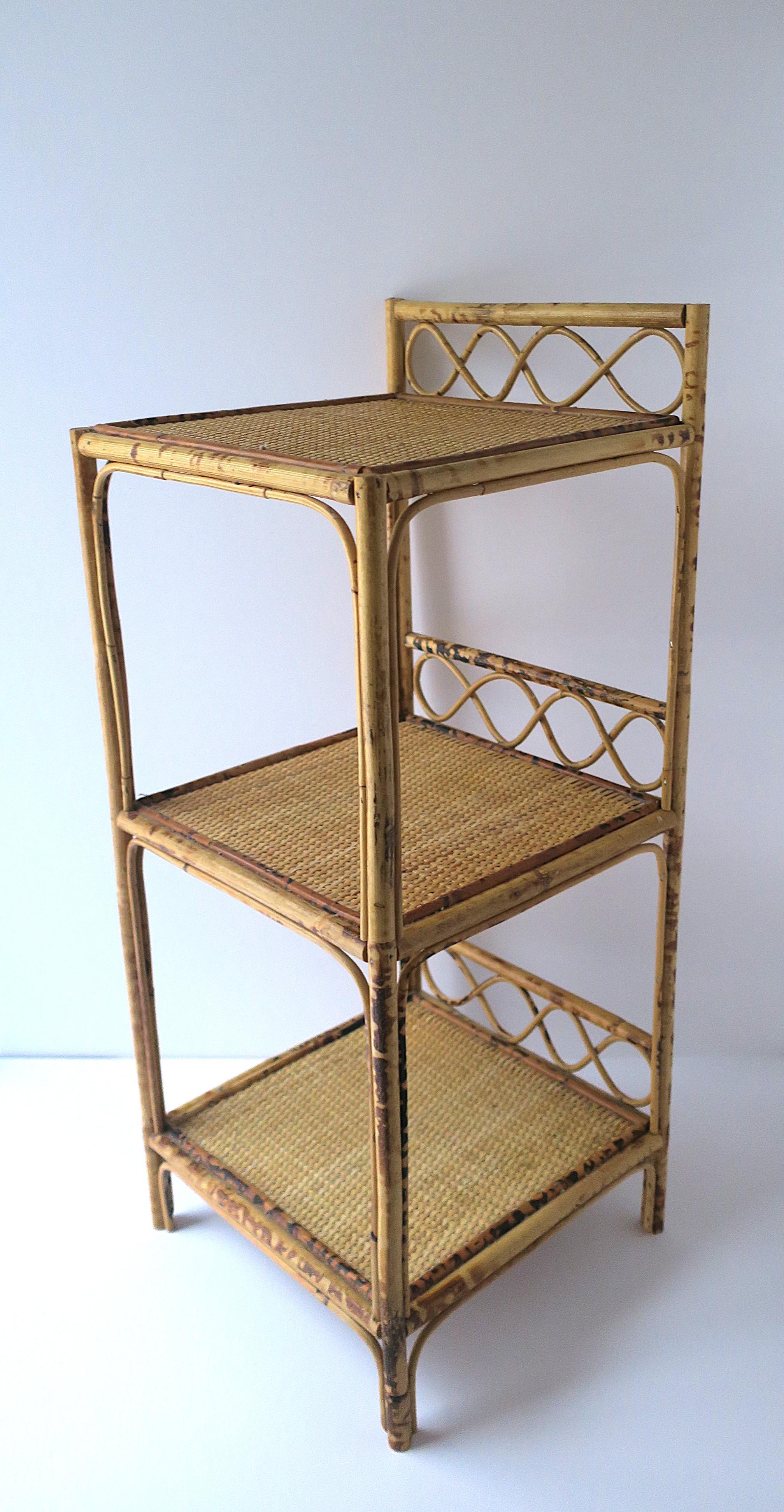 Wicker Bamboo Storage Shelves Étagère For Sale 5