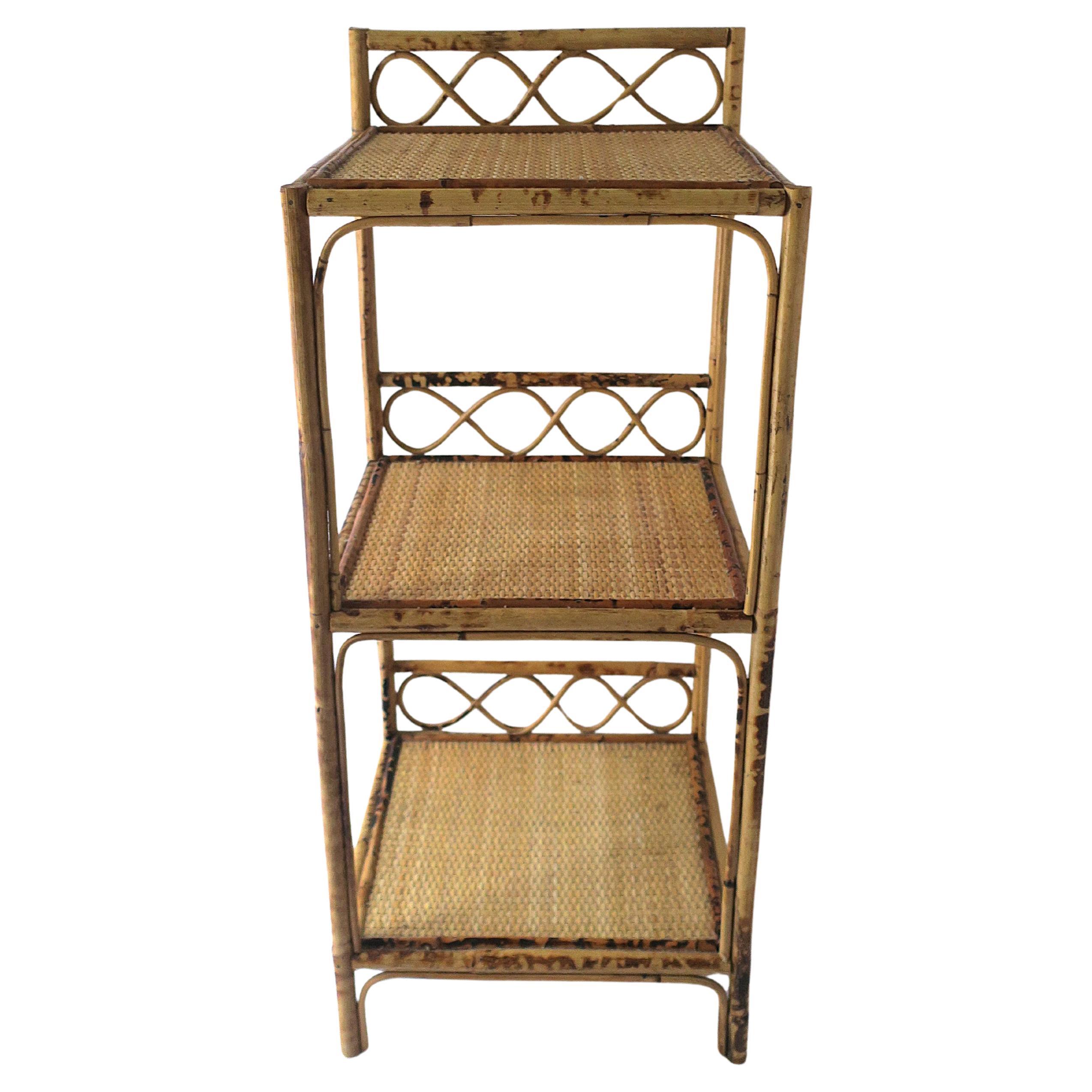 Wicker Bamboo Storage Shelves Étagère For Sale