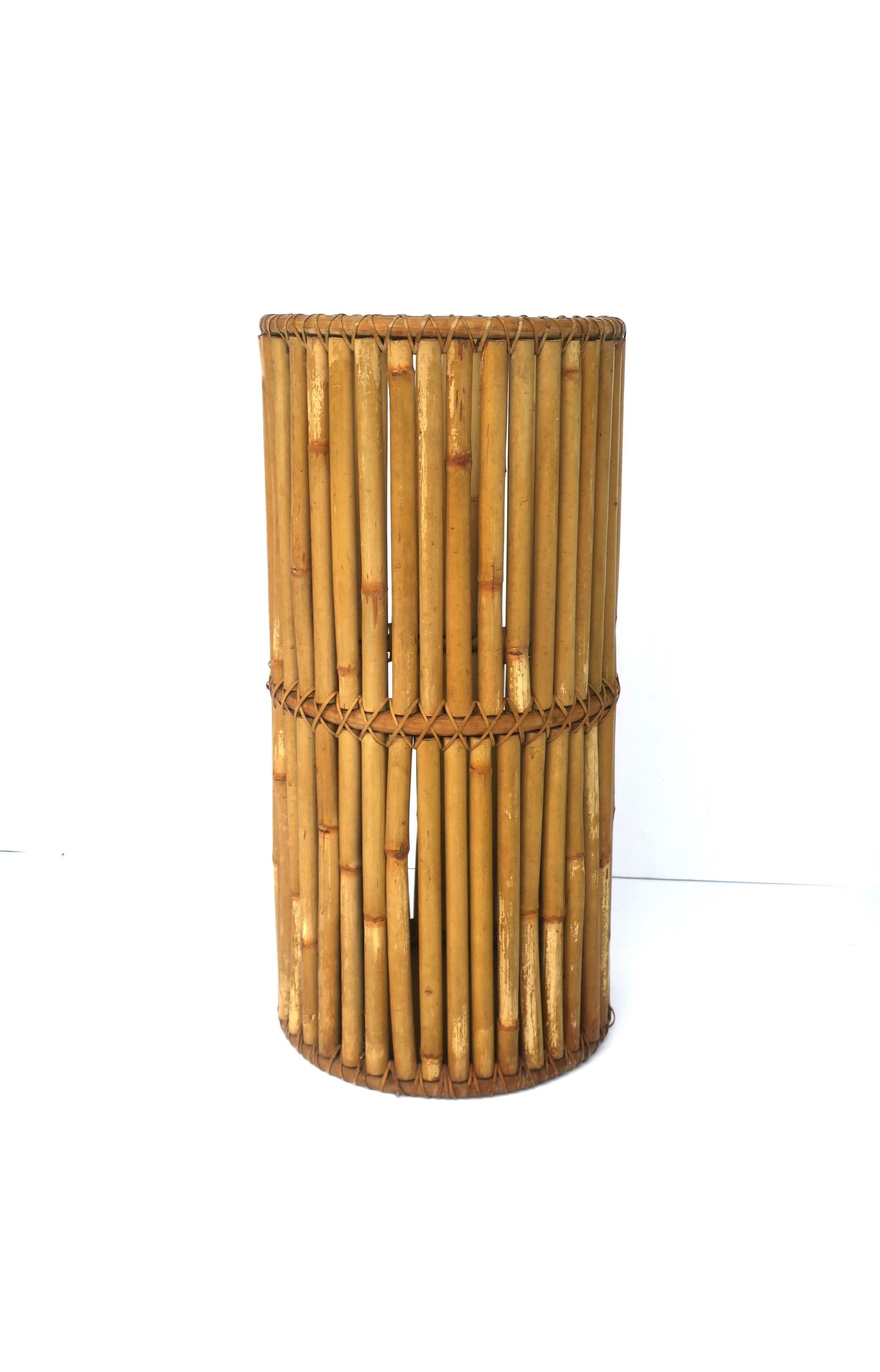 20th Century Wicker Bamboo Umbrella Holder Stand For Sale