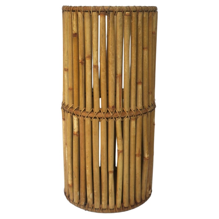 Wicker Bamboo Umbrella Holder Stand For Sale at 1stDibs