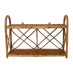 Wicker Bamboo Wall Shelf