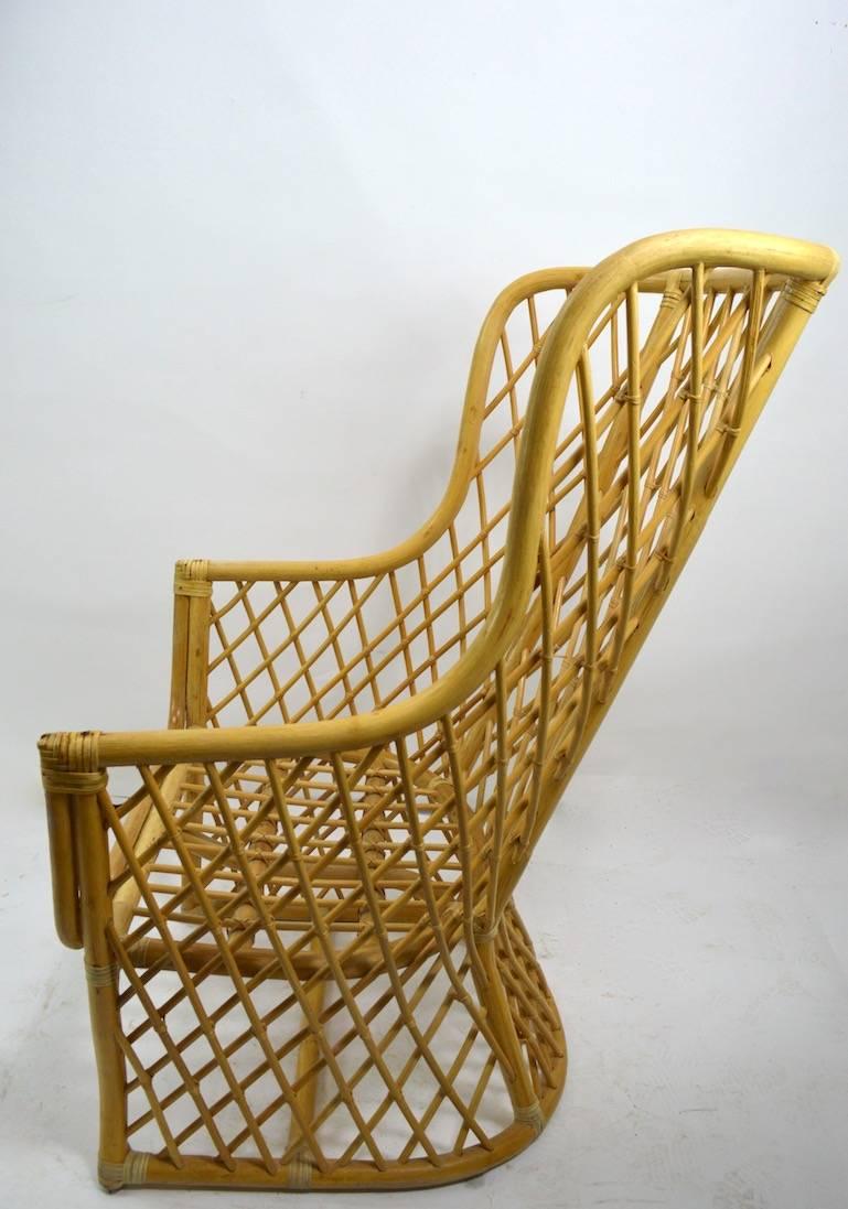 American Wicker Bamboo Weave Lounge Chair