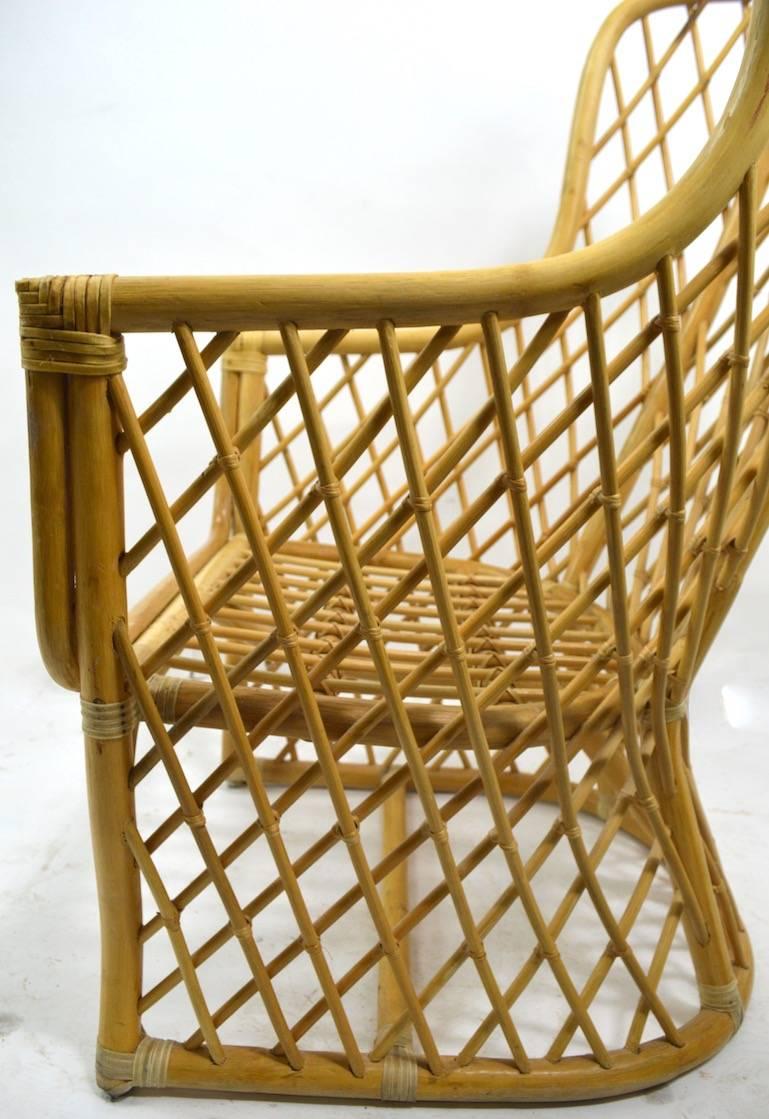 Wicker Bamboo Weave Lounge Chair In Good Condition In New York, NY
