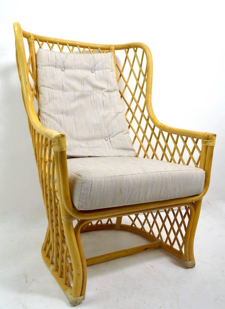 20th Century Wicker Bamboo Weave Lounge Chair