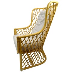 Vintage Wicker Bamboo Weave Lounge Chair