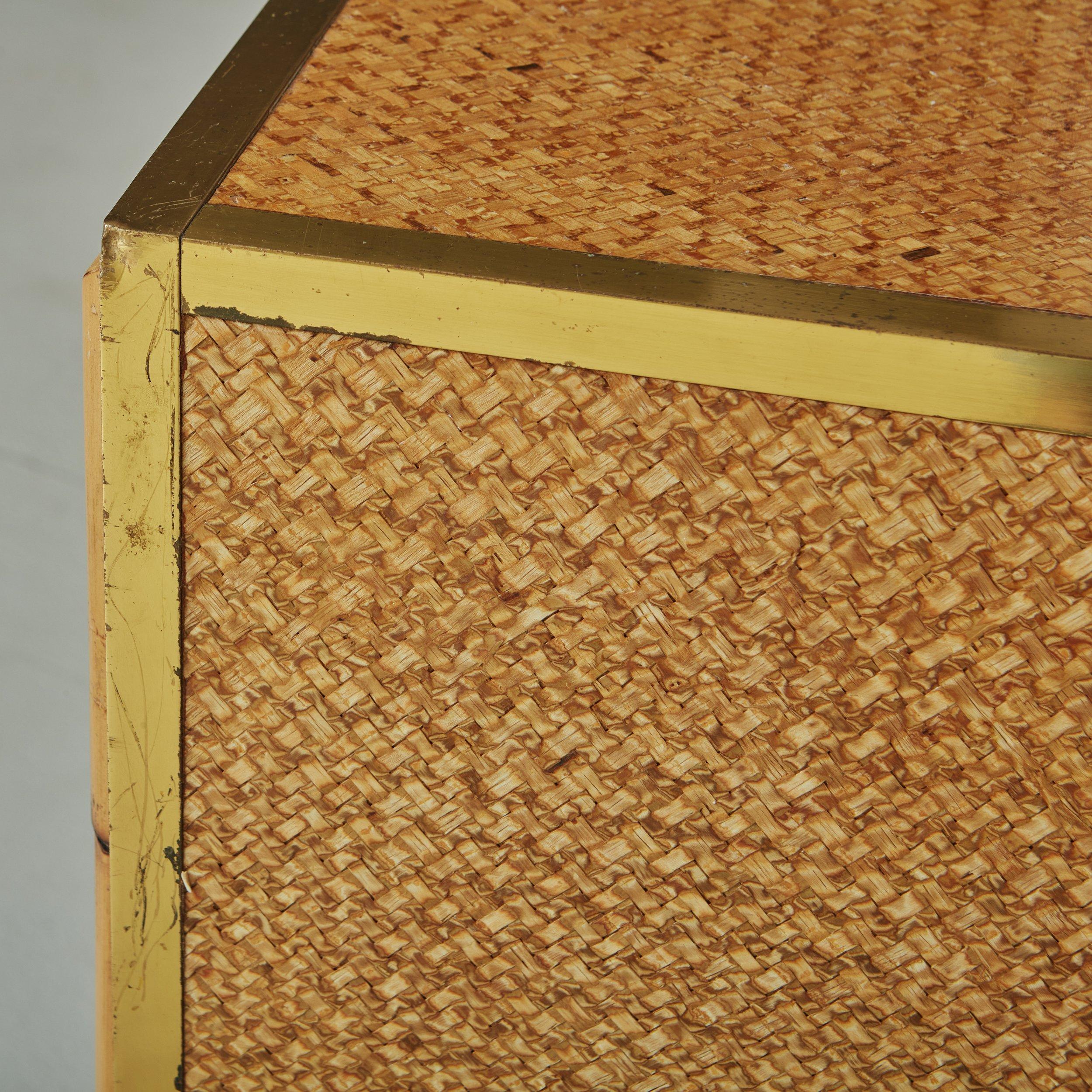 Schreibtisch aus Korbweide + Bambus mit Messingbesatz, Italien 20. Jahrhundert im Angebot 6