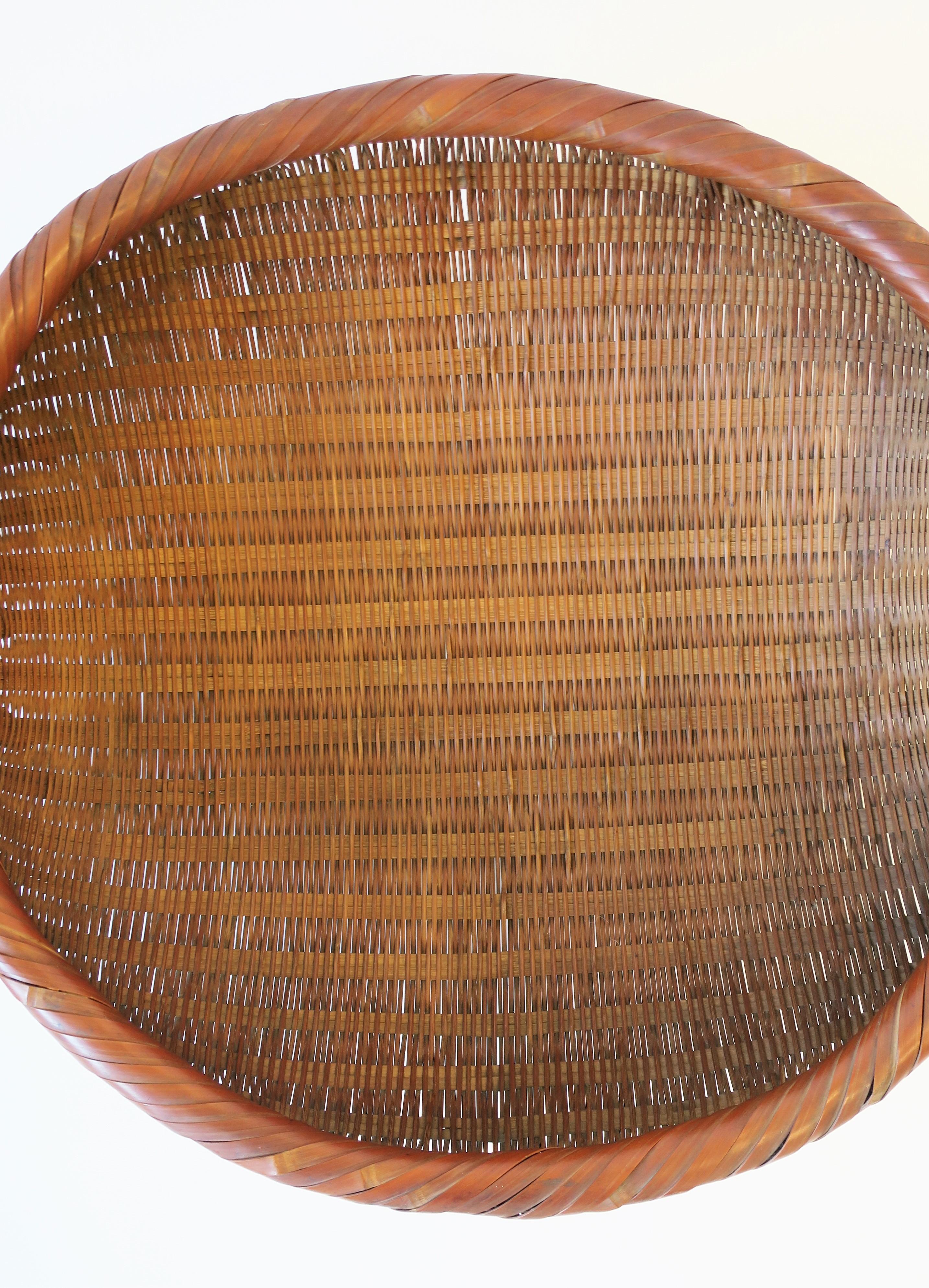 20th Century Wicker Gathering Basket or Centerpiece