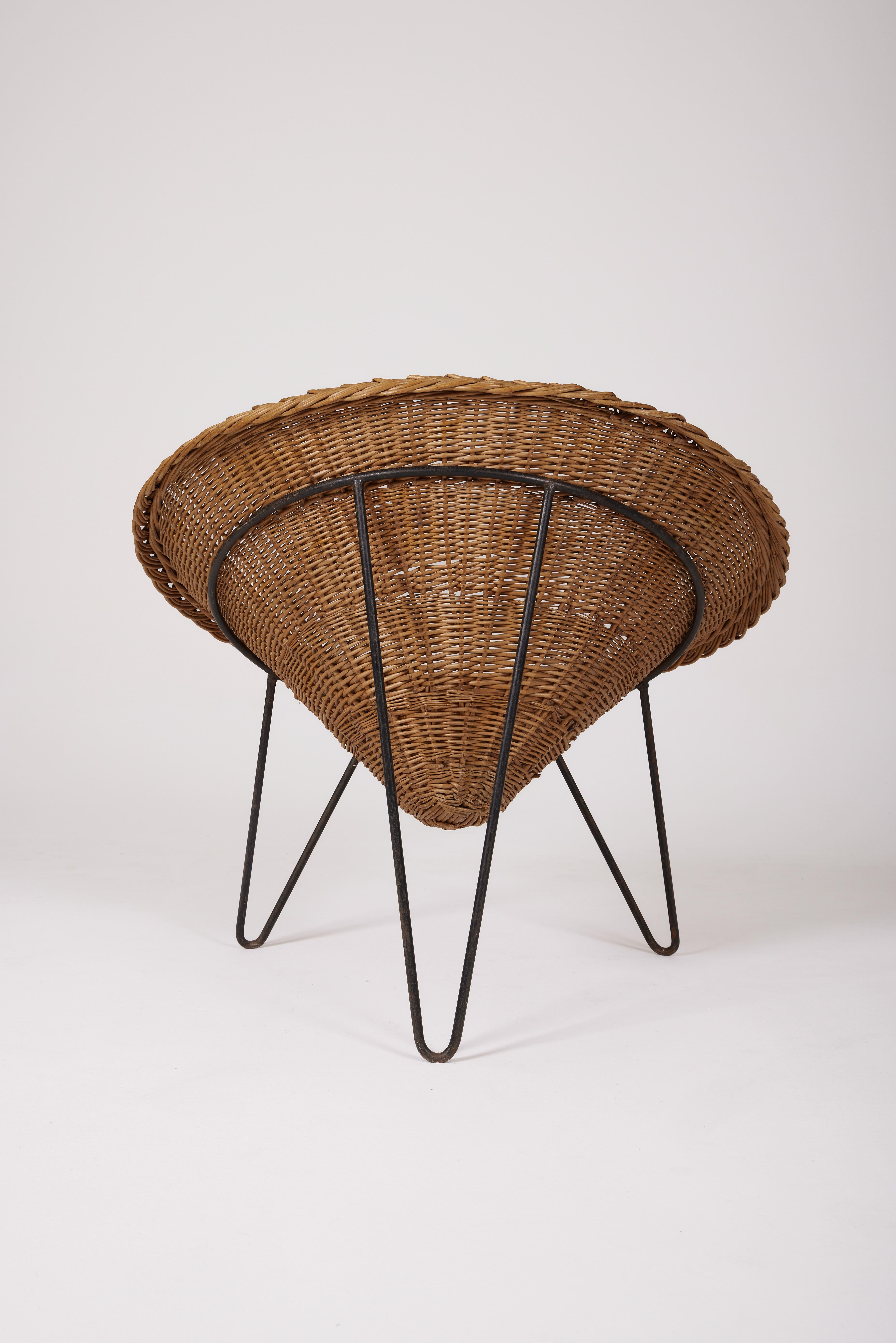 Wicker Basket Chair, 1970s 8
