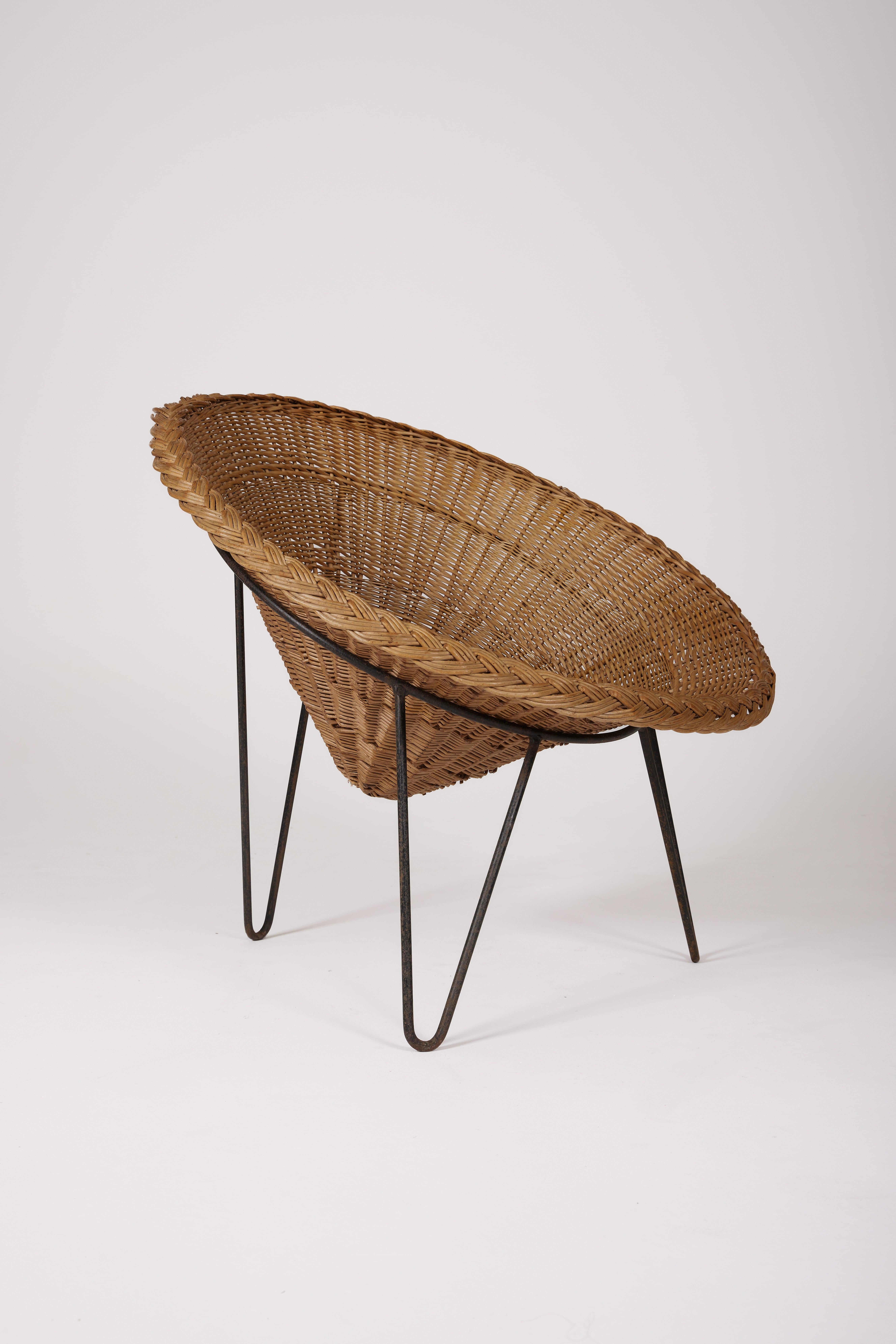 Wicker Basket Chair, 1970s 9