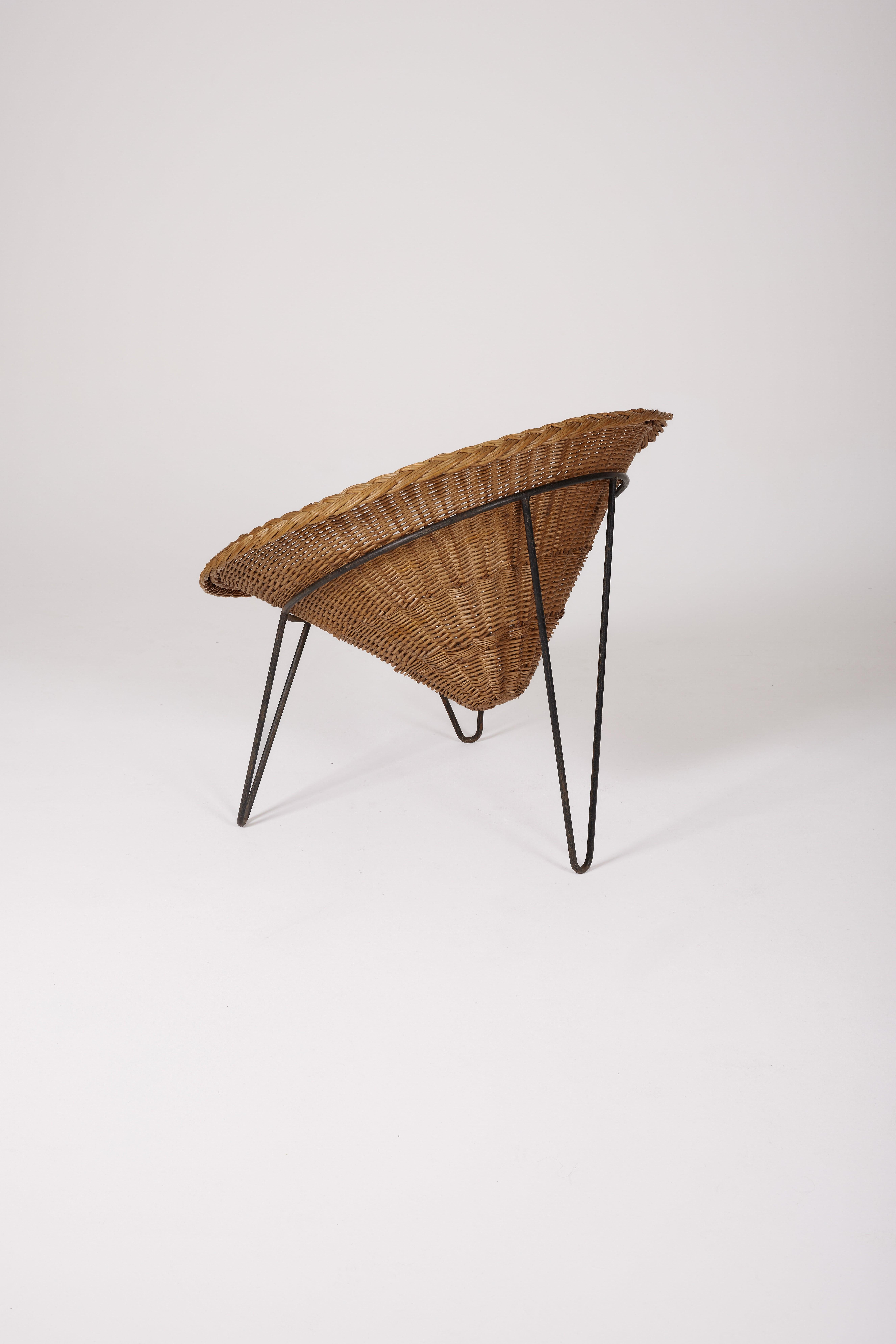 20th Century Wicker Basket Chair, 1970s