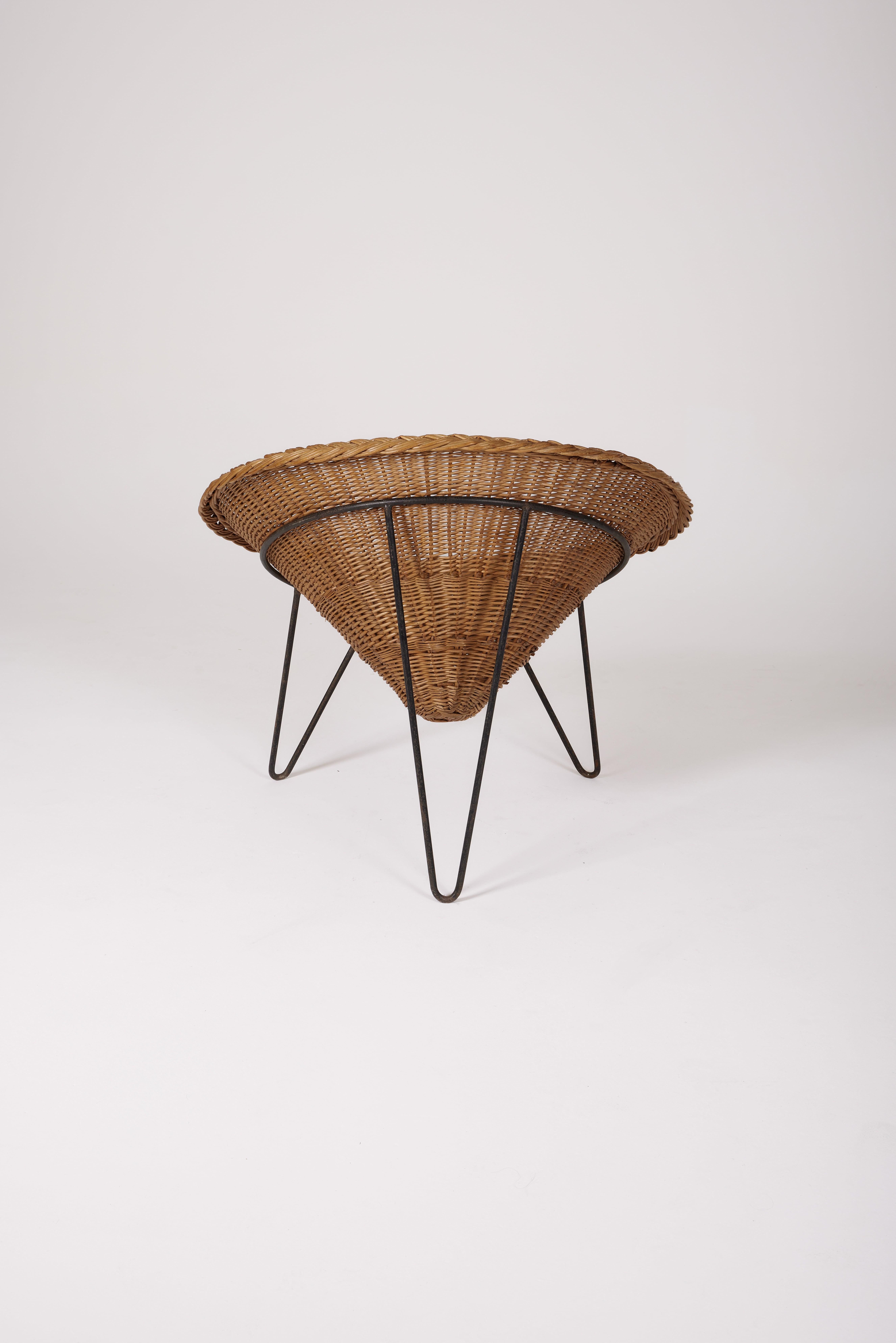 Rattan Wicker Basket Chair, 1970s