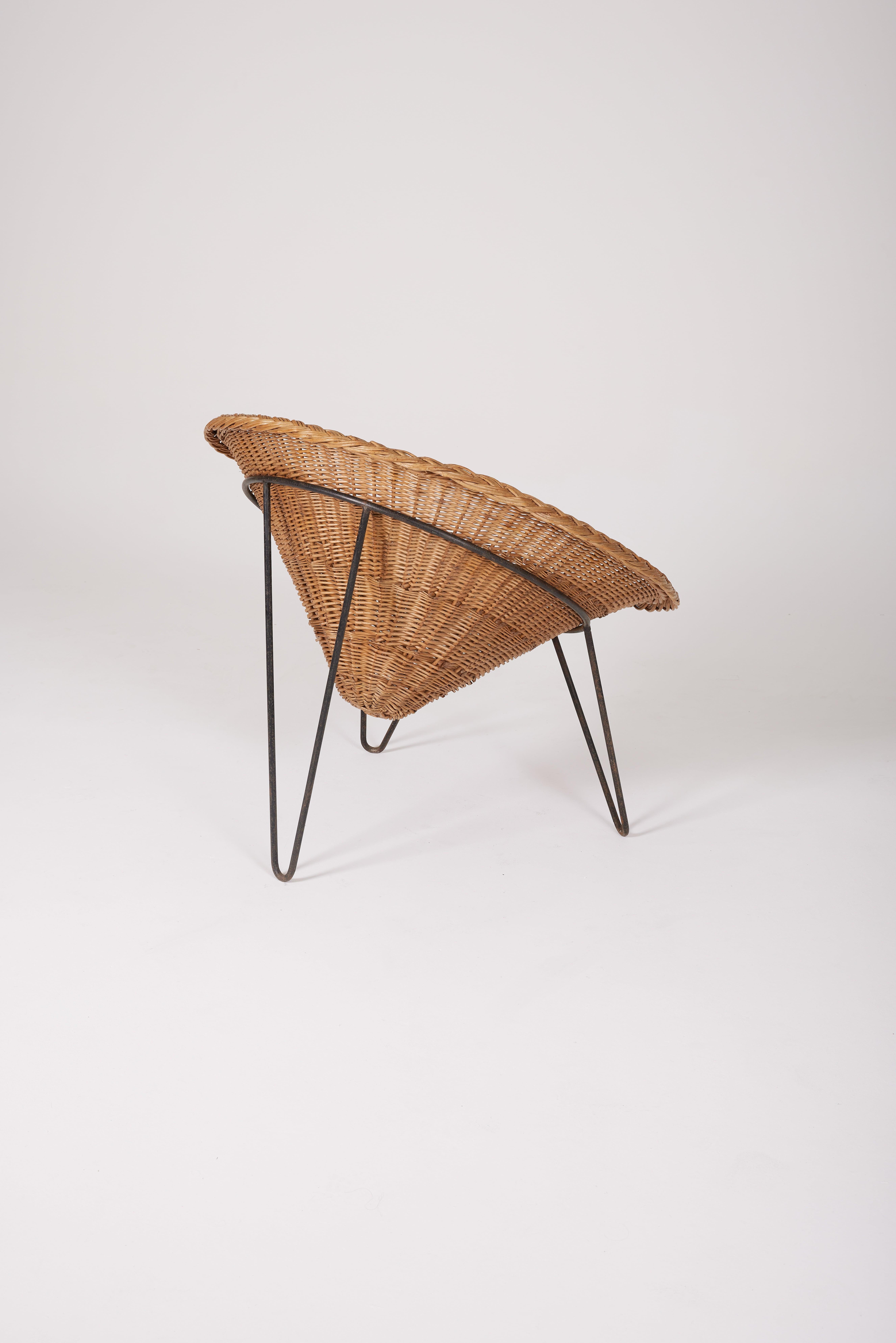 Wicker Basket Chair, 1970s 1
