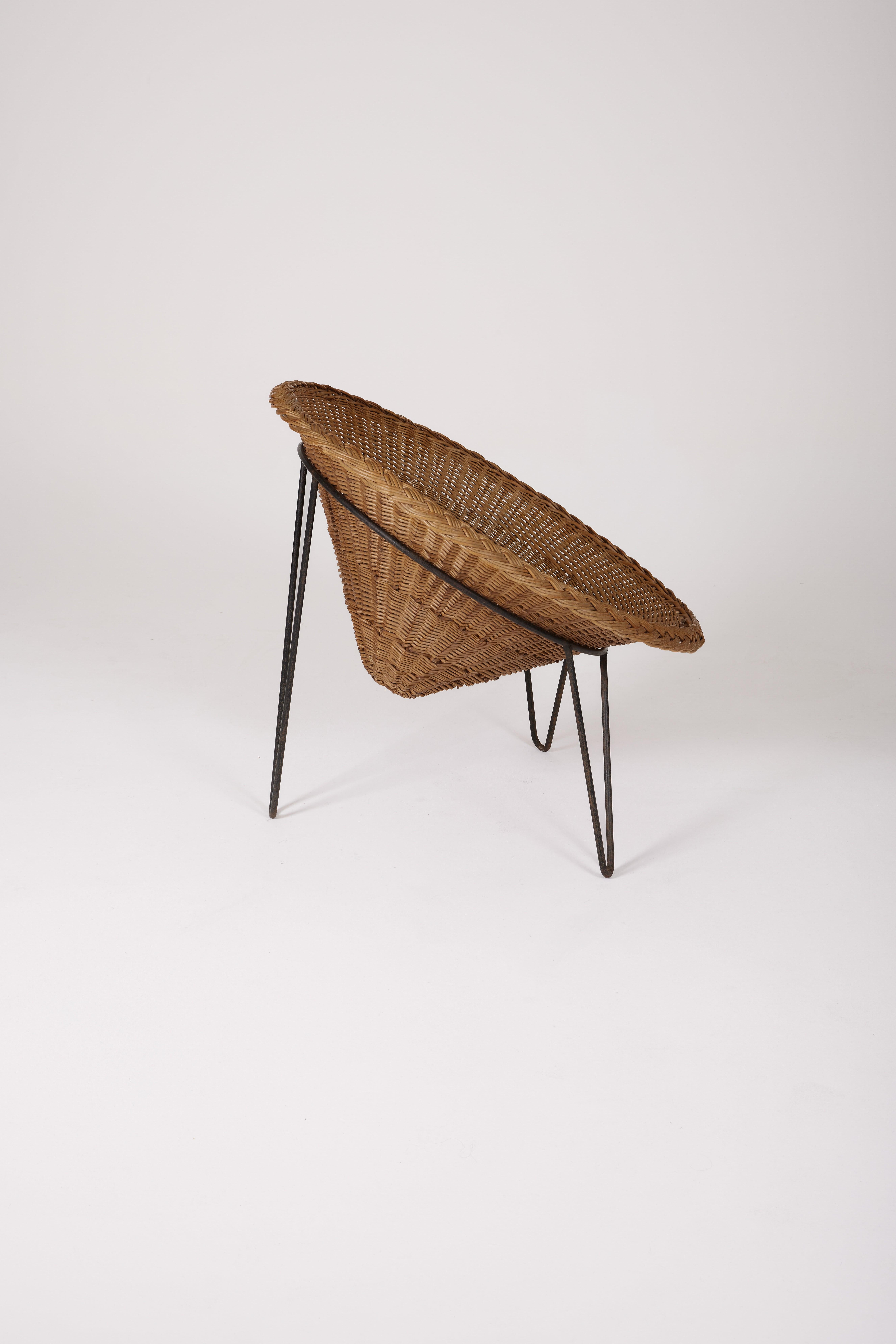 Wicker Basket Chair, 1970s 2