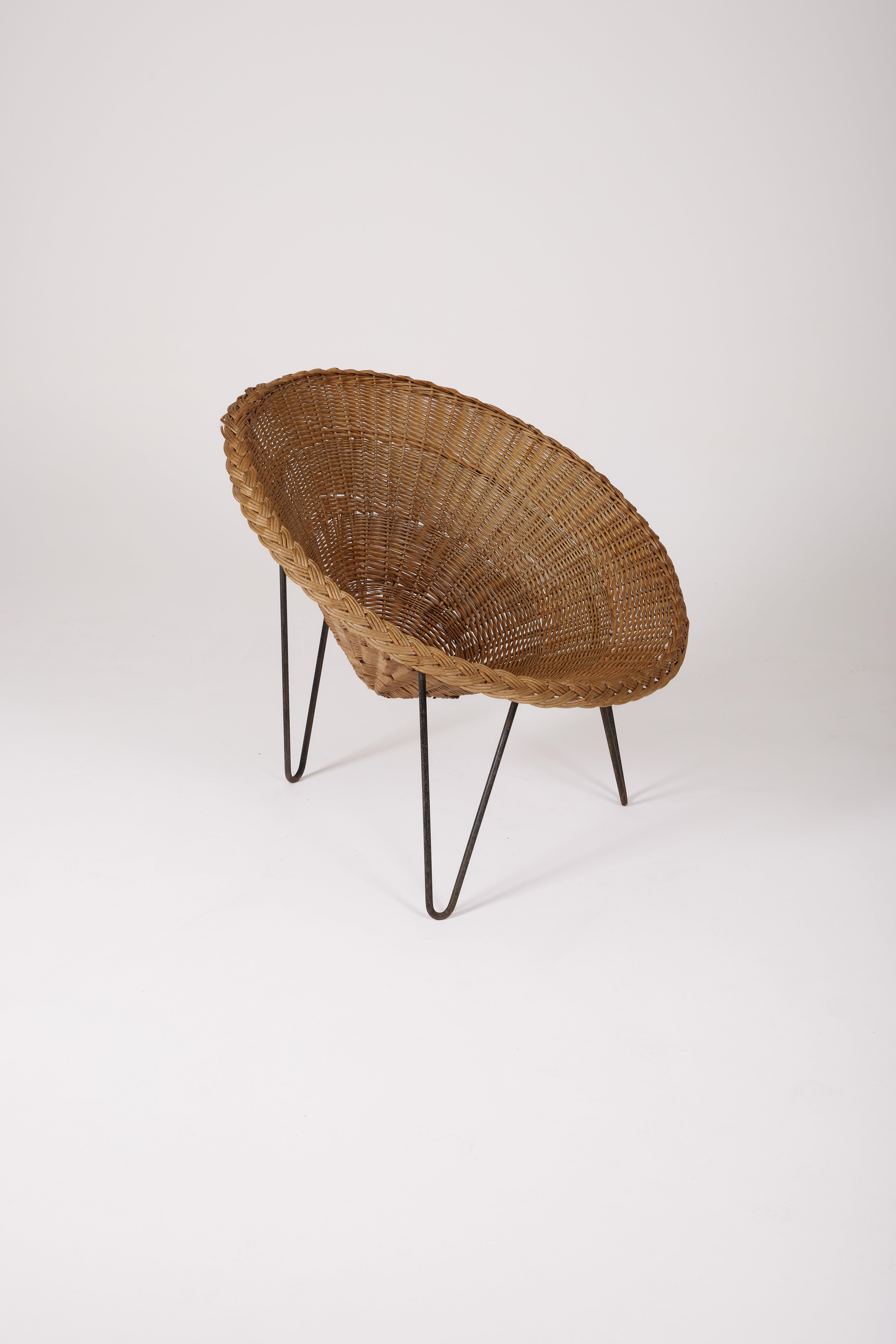 Wicker Basket Chair, 1970s 3