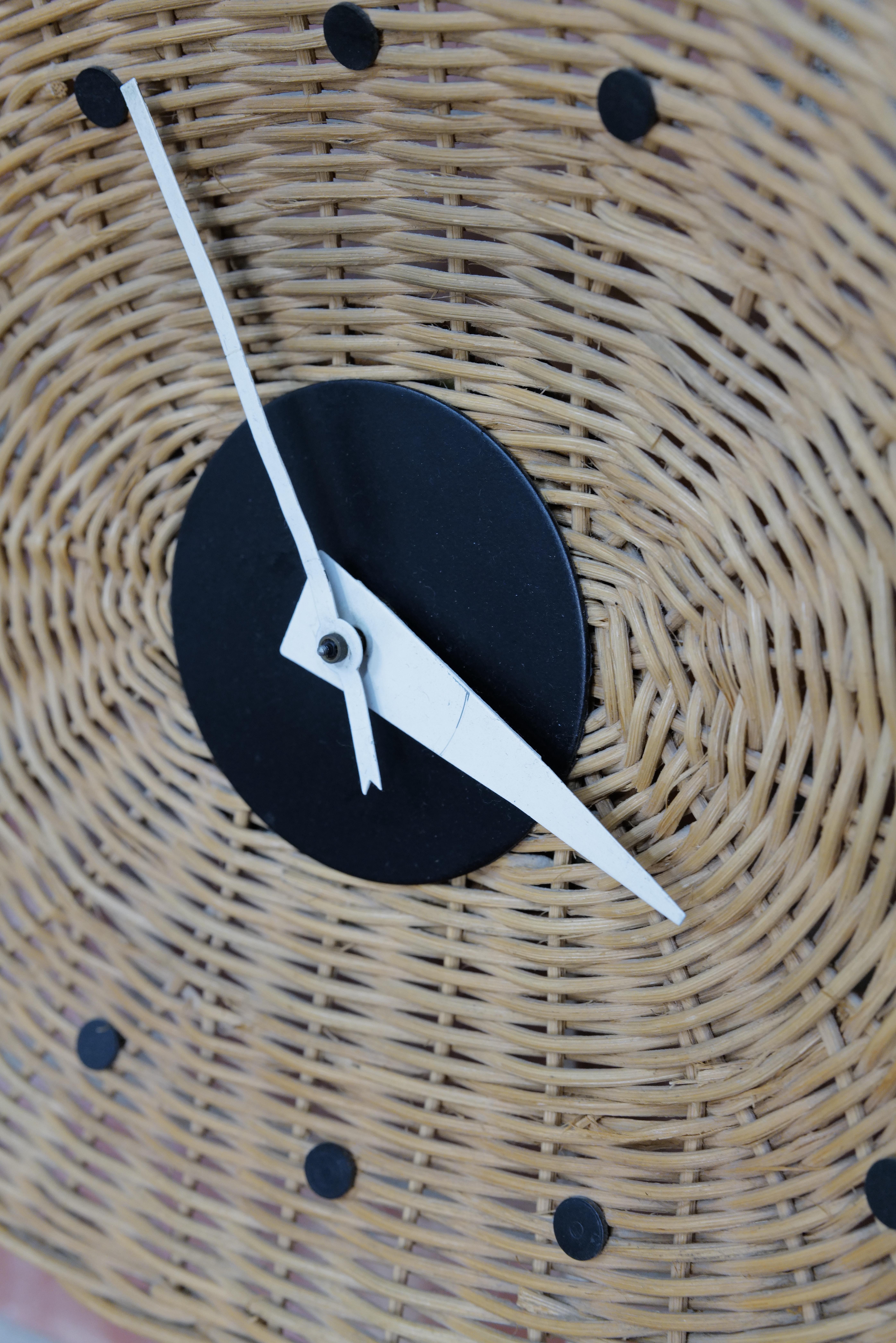 Metal Wicker Basket Clock by George Nelson for Howard Miller For Sale