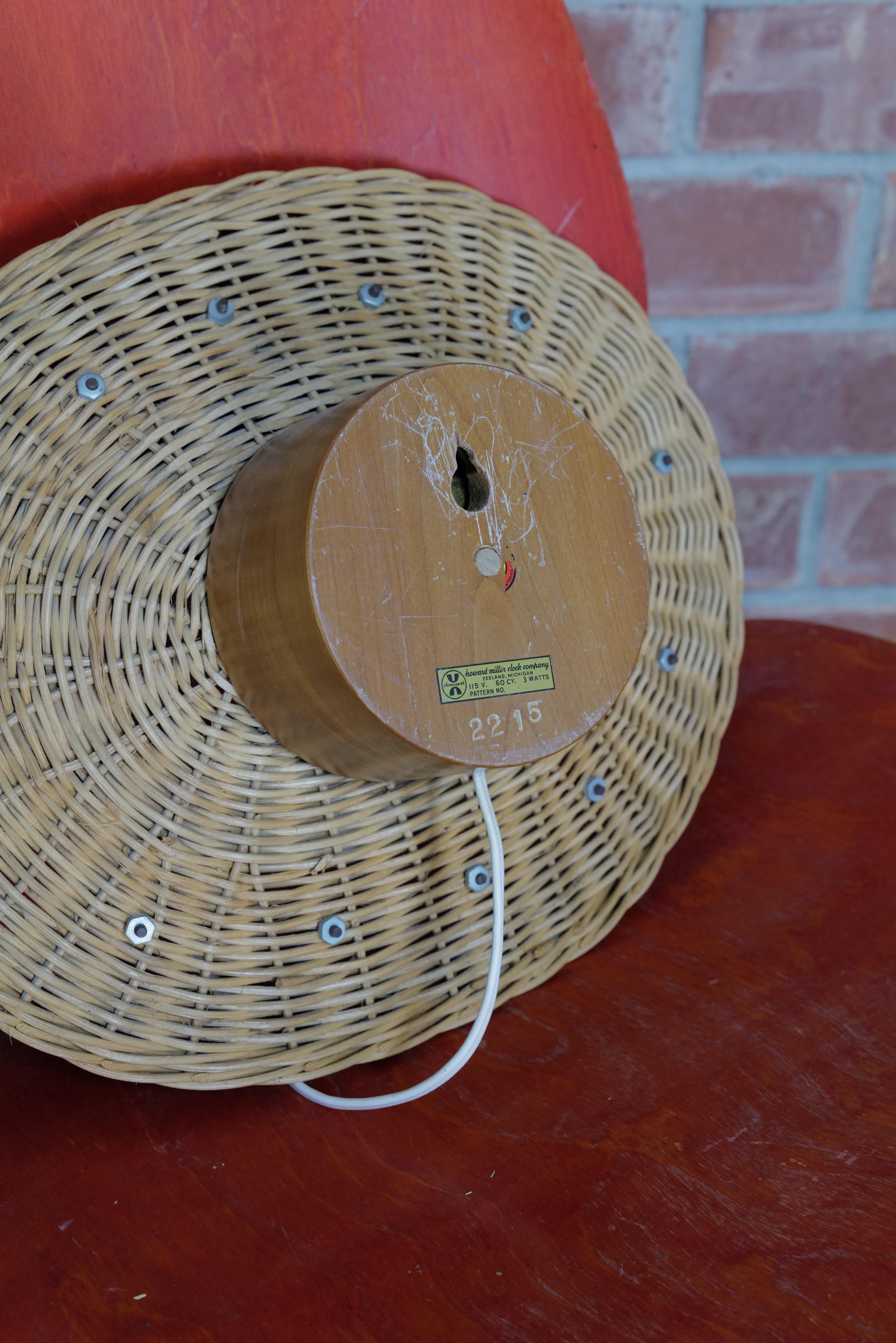 Wicker Basket Clock by George Nelson for Howard Miller For Sale 1