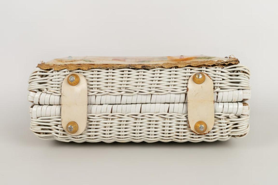Wicker Basket Floral Bag, 1960s For Sale 1