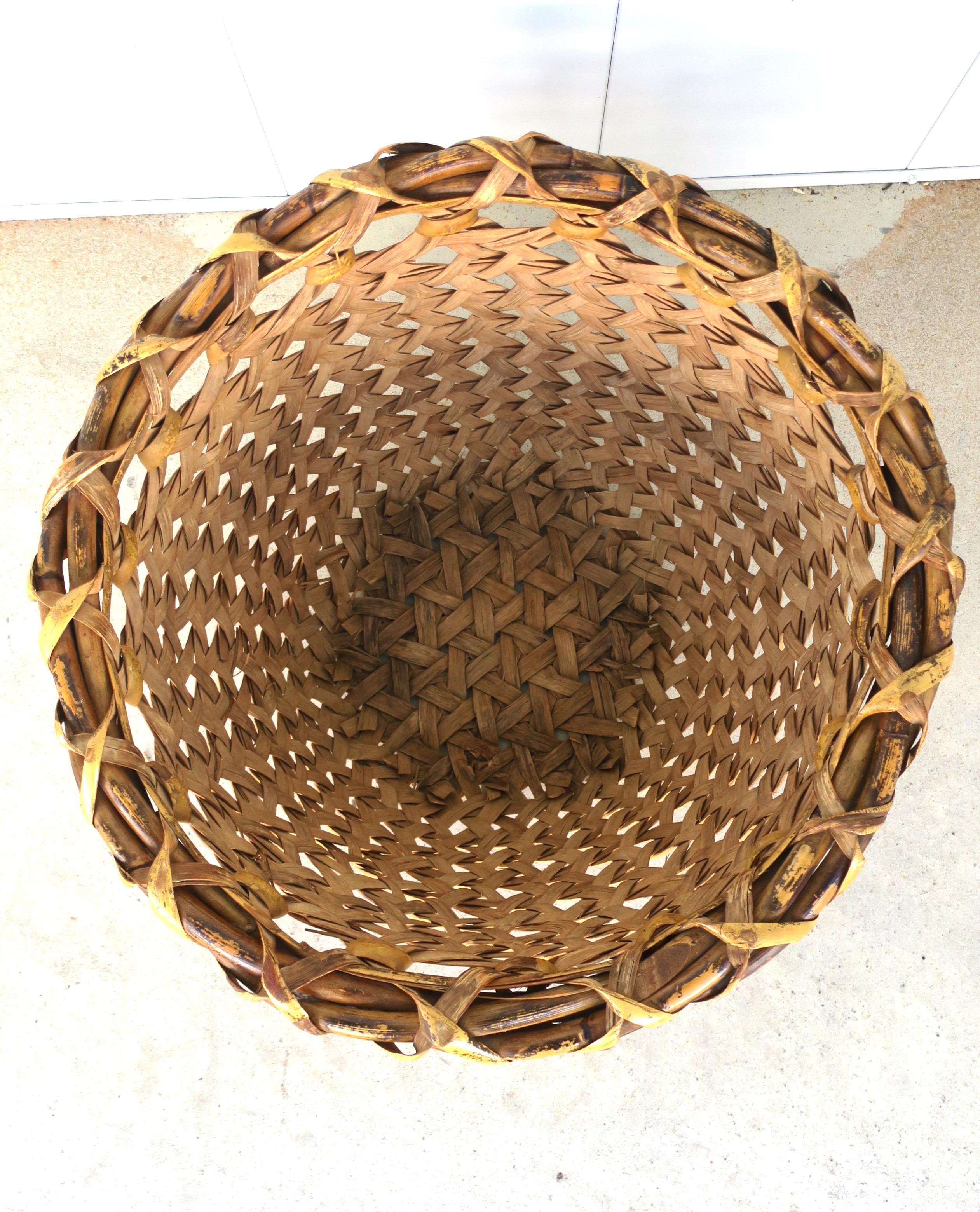 20th Century Wicker Basket Hamper Storage Piece or Cachepot For Sale