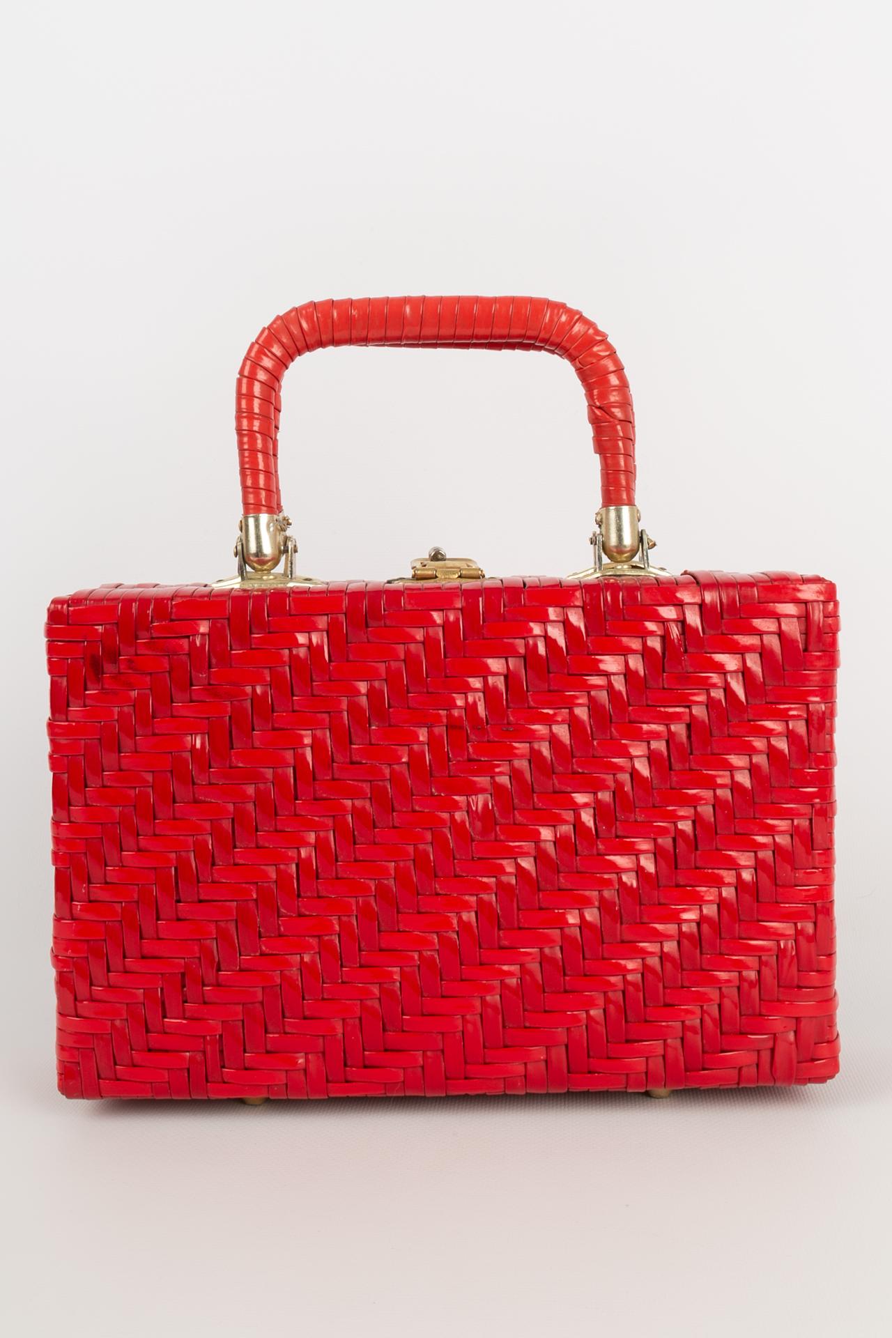 Red Wicker basket Lesco For Sale
