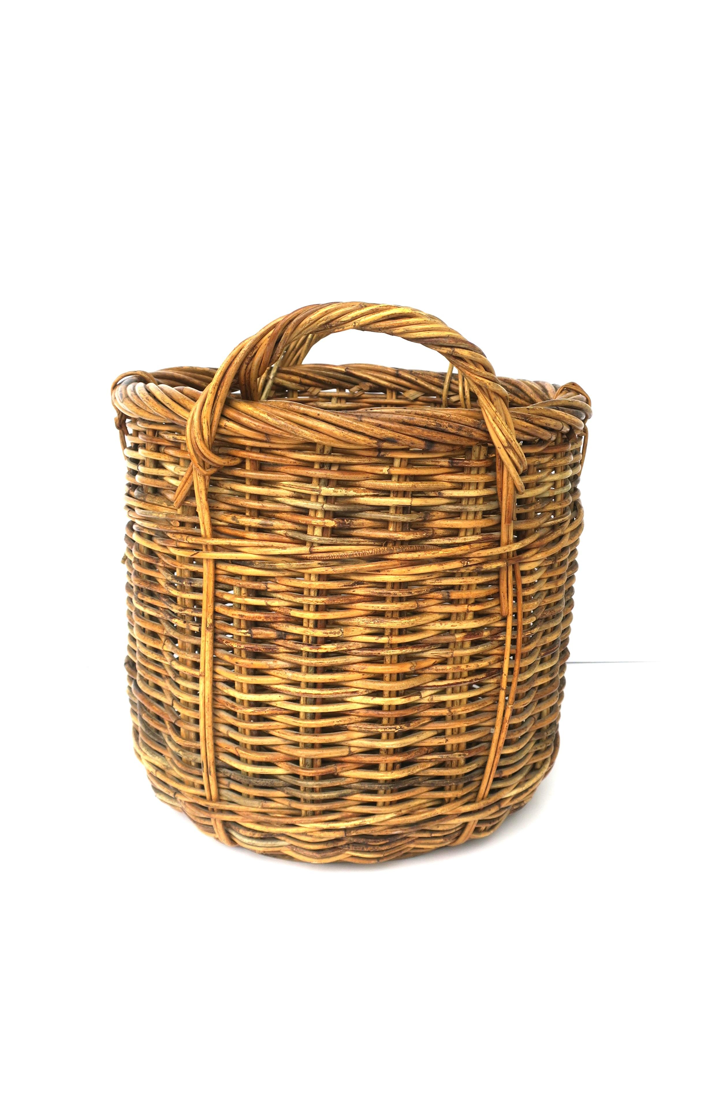 20th Century Wicker Basket Plant Potholder Cachepot or Storage For Sale