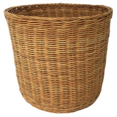 Wicker Basket Planter Cachepot or Wastebasket Trash Can