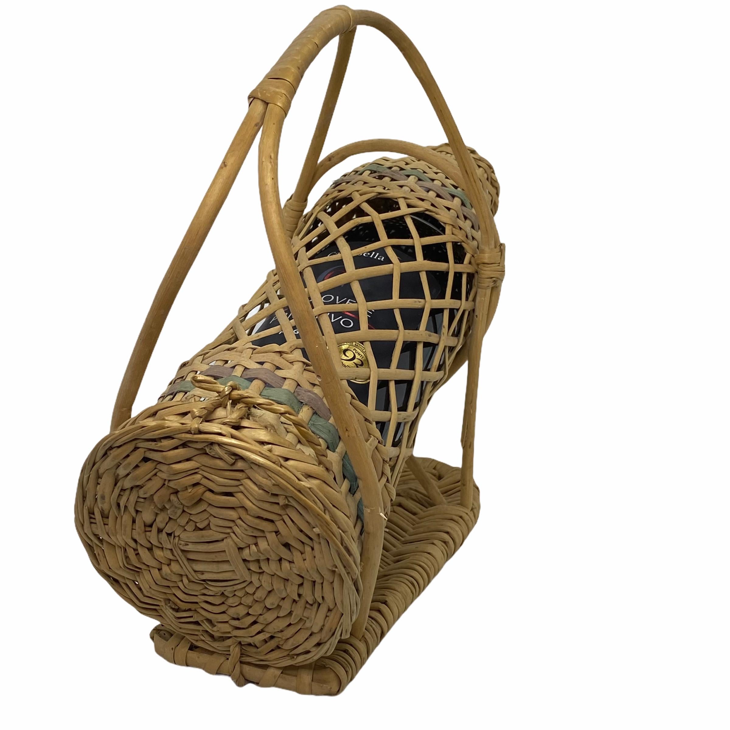 vintage wicker wine bottle holder