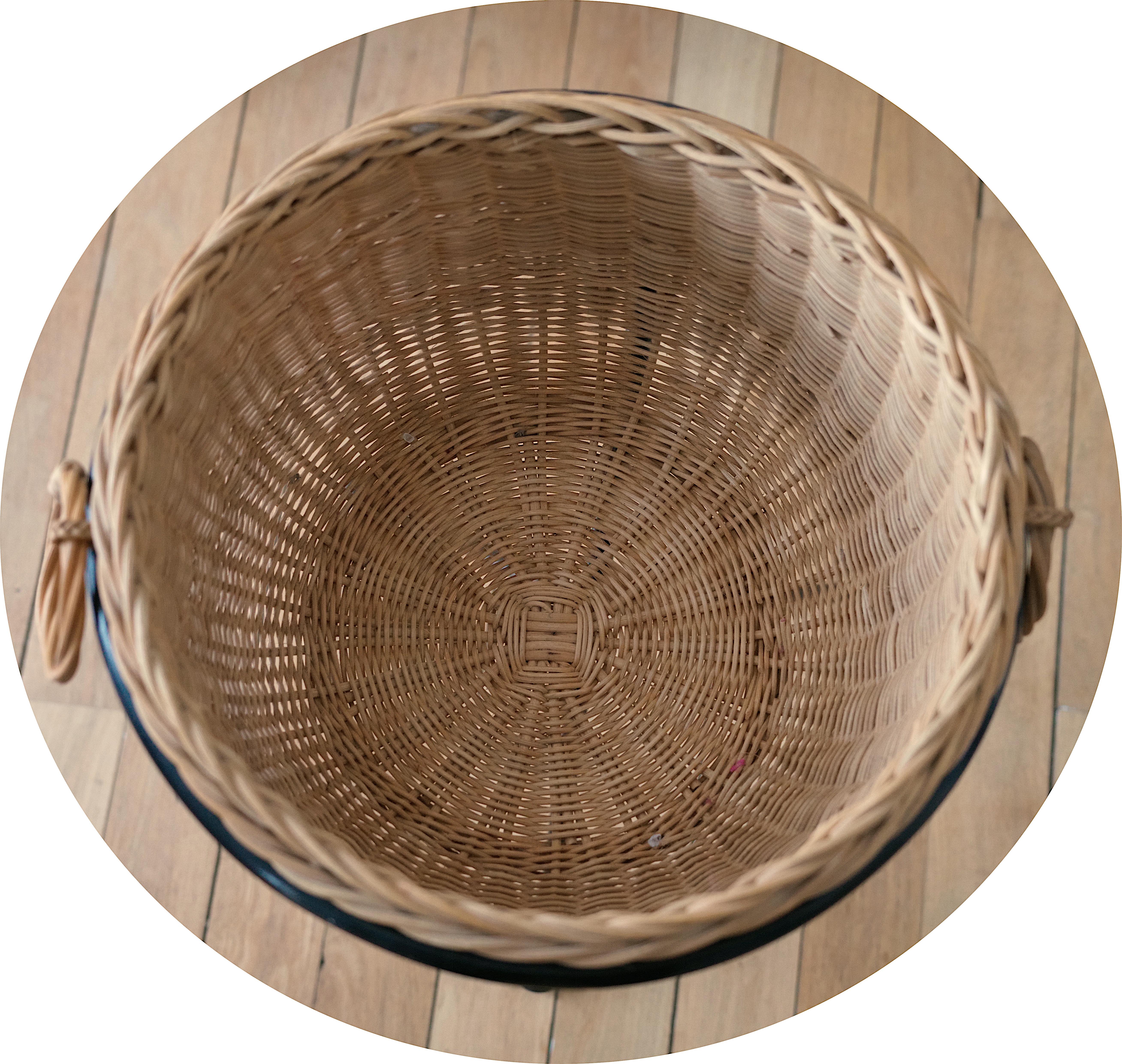 Métal Panier en osier avec couvercle, années 1950 en vente