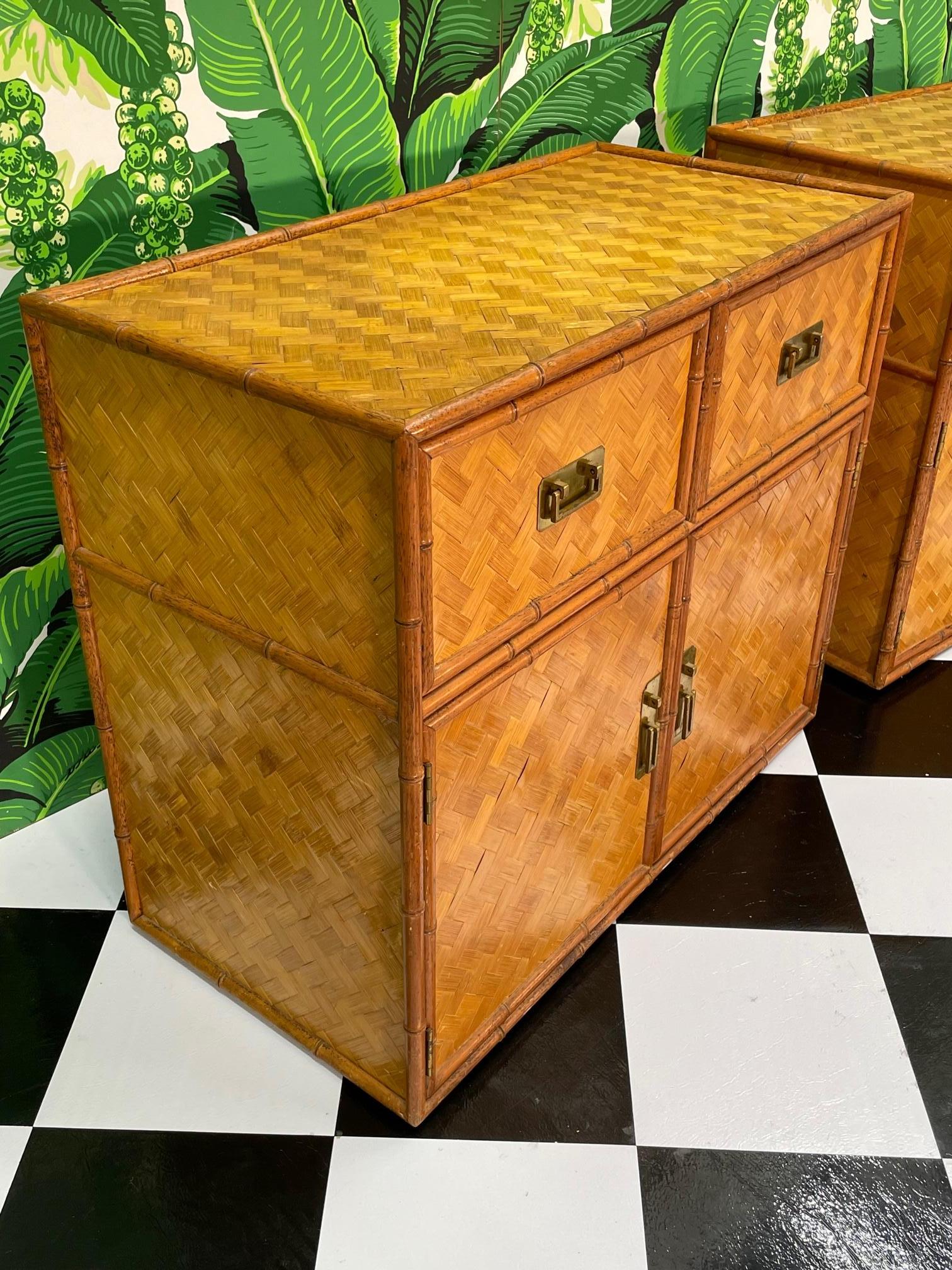 Wicker Basketweave and Faux Bamboo Cabinet 2