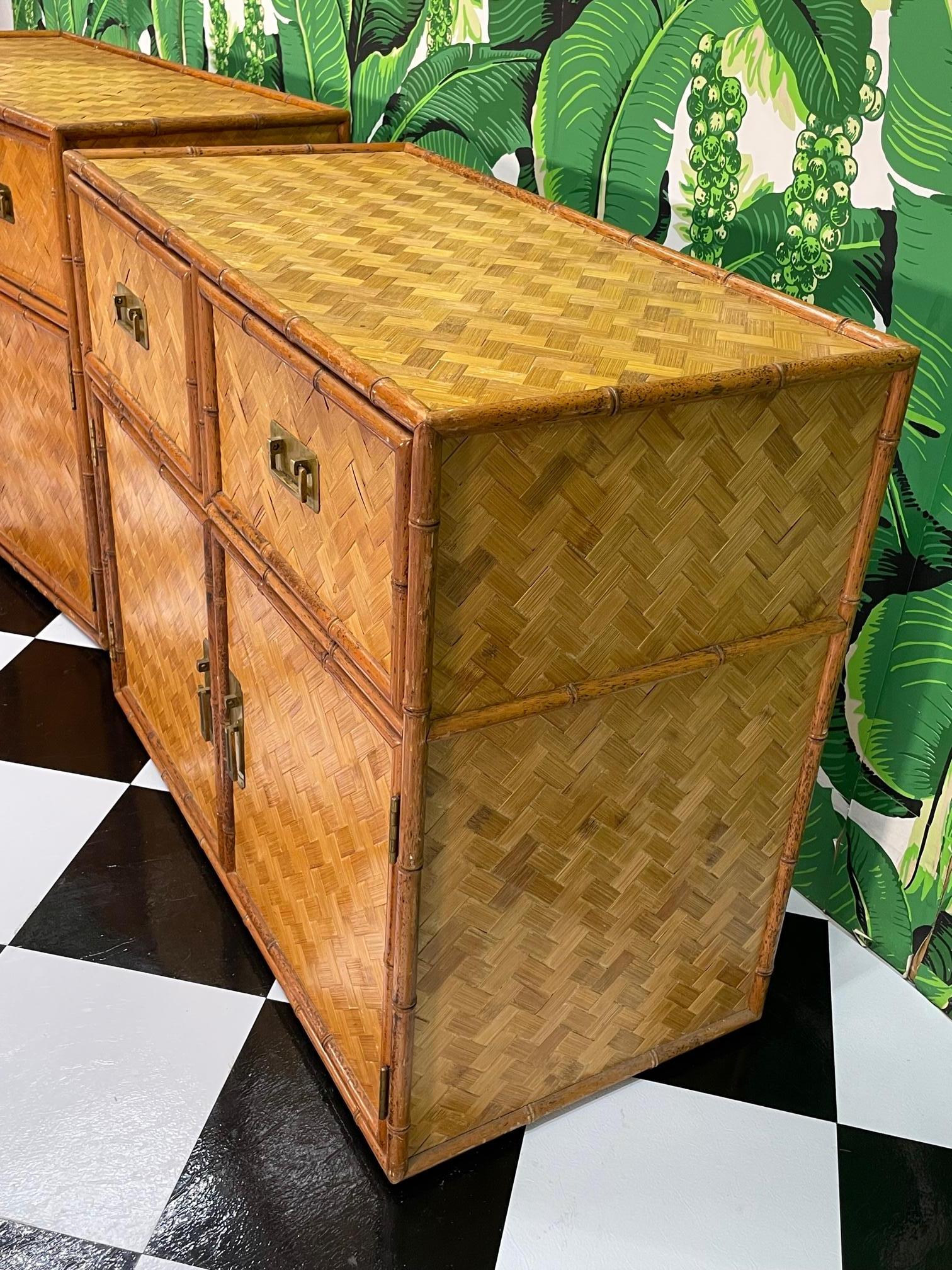 Wicker Basketweave and Faux Bamboo Cabinet 3