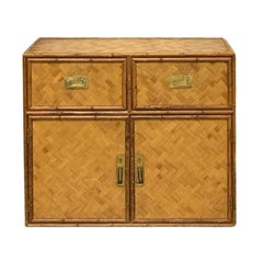 Wicker Basketweave and Faux Bamboo Cabinet