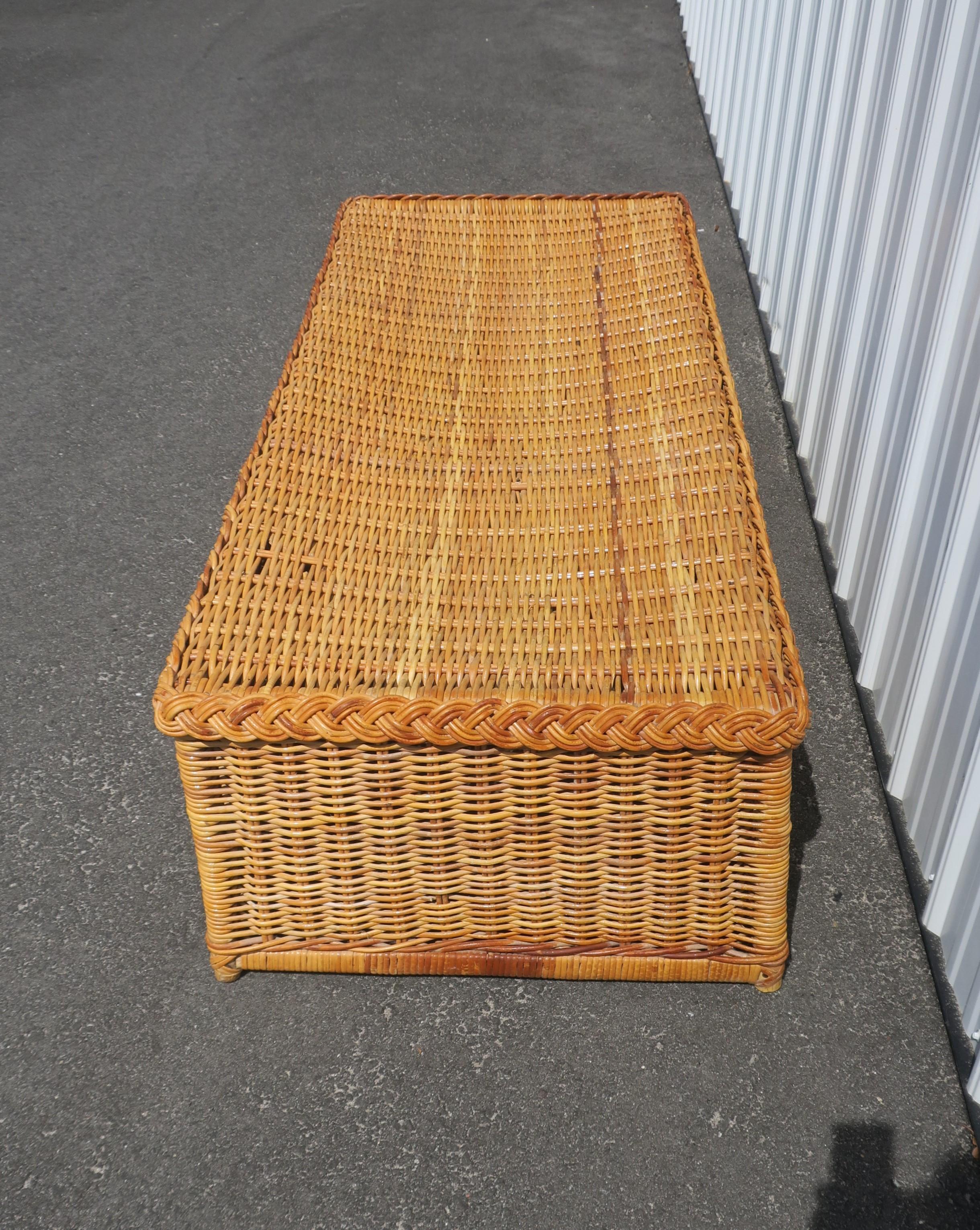 Wicker Bench or Ottoman For Sale 6