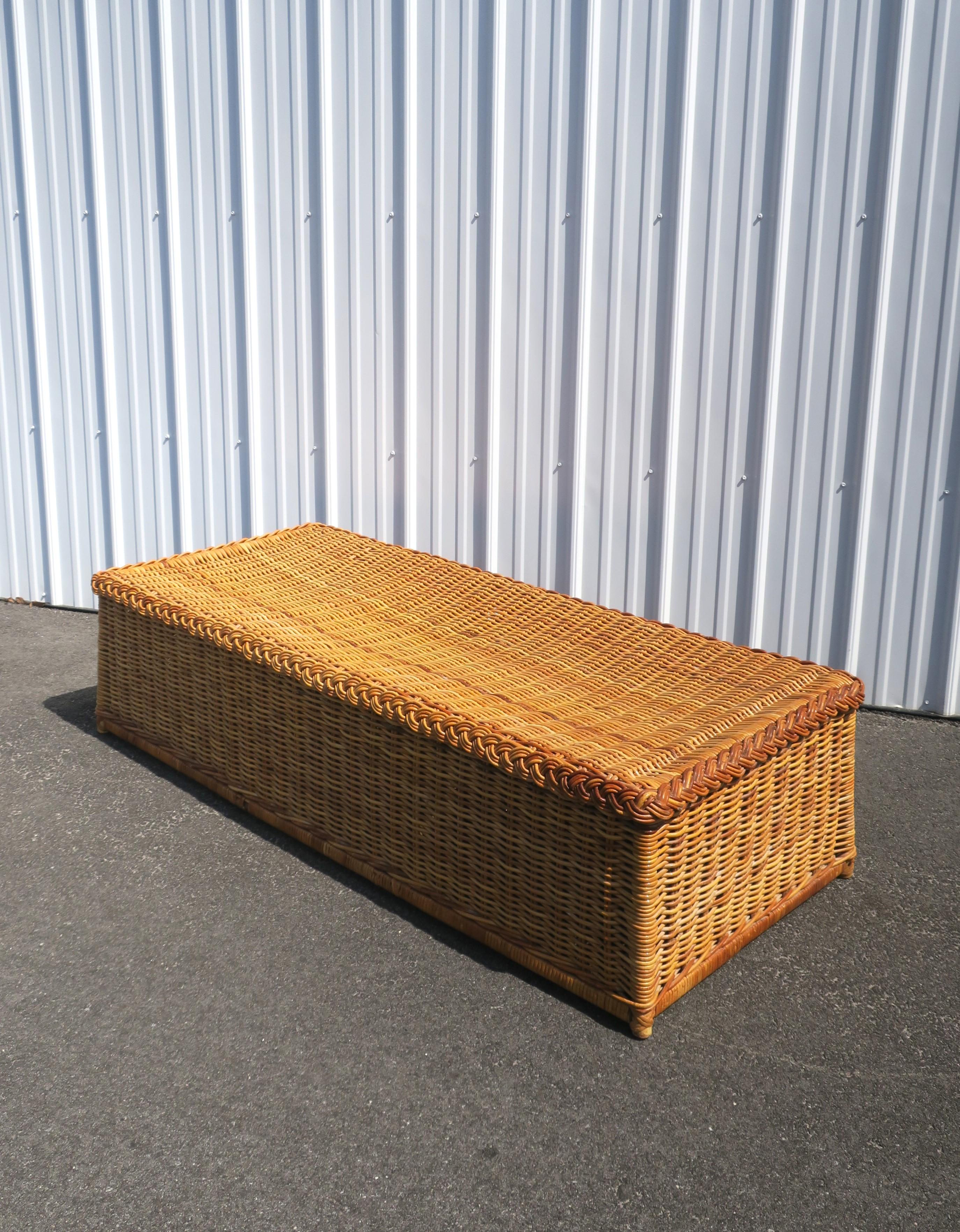 20th Century Wicker Bench or Ottoman For Sale